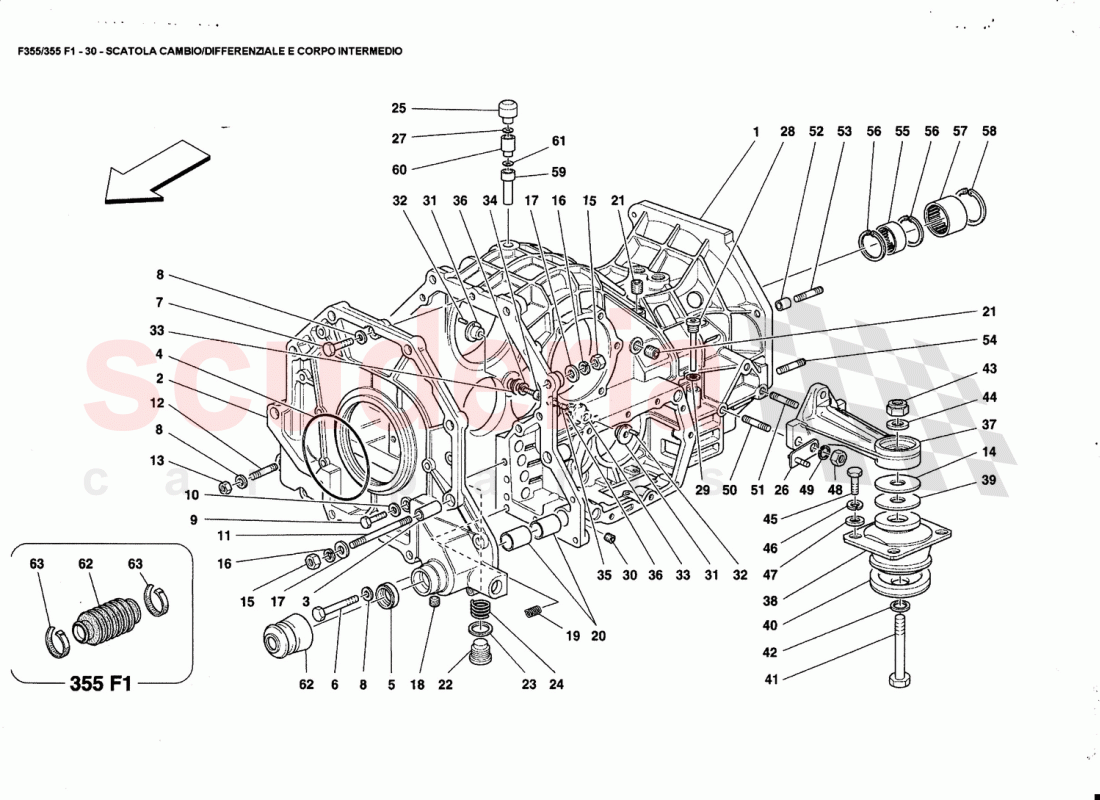 GEARBOX - DIFFERENTIAL HOUSING ANO INTERMEDIATE CASING of Ferrari Ferrari 355 (5.2 Motronic)