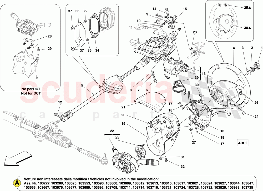 STEERING COLUMN ASSEMBLY AND STEERING WHEEL of Ferrari Ferrari California (2012-2014)