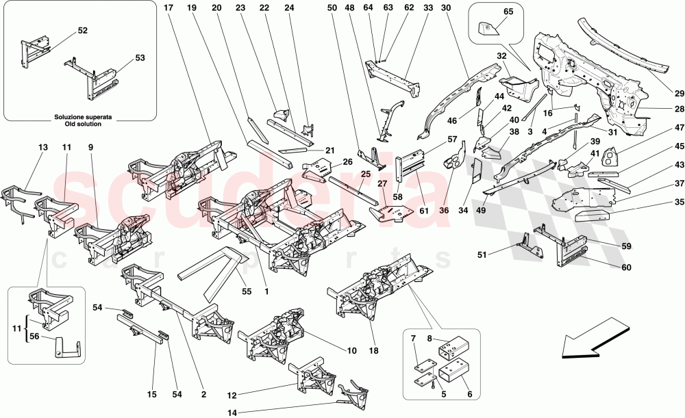STRUCTURES AND ELEMENTS, FRONT OF VEHICLE of Ferrari Ferrari 599 SA Aperta