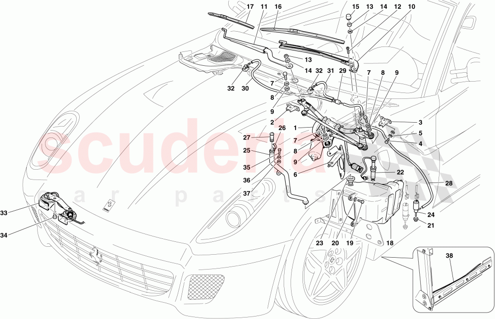 WINDSCREEN WIPER, WINDSCREEN WASHER AND HORNS of Ferrari Ferrari 599 GTB Fiorano