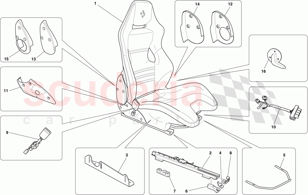 FRONT RACING SEAT - RAILS AND MECHANISM -Not for USA and CDN- of Ferrari Ferrari 599 GTO