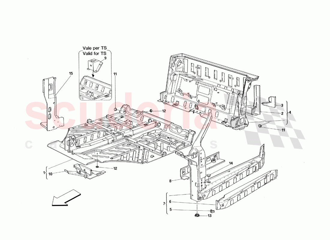 Central Part Structures of Ferrari Ferrari 348 TB (1993)