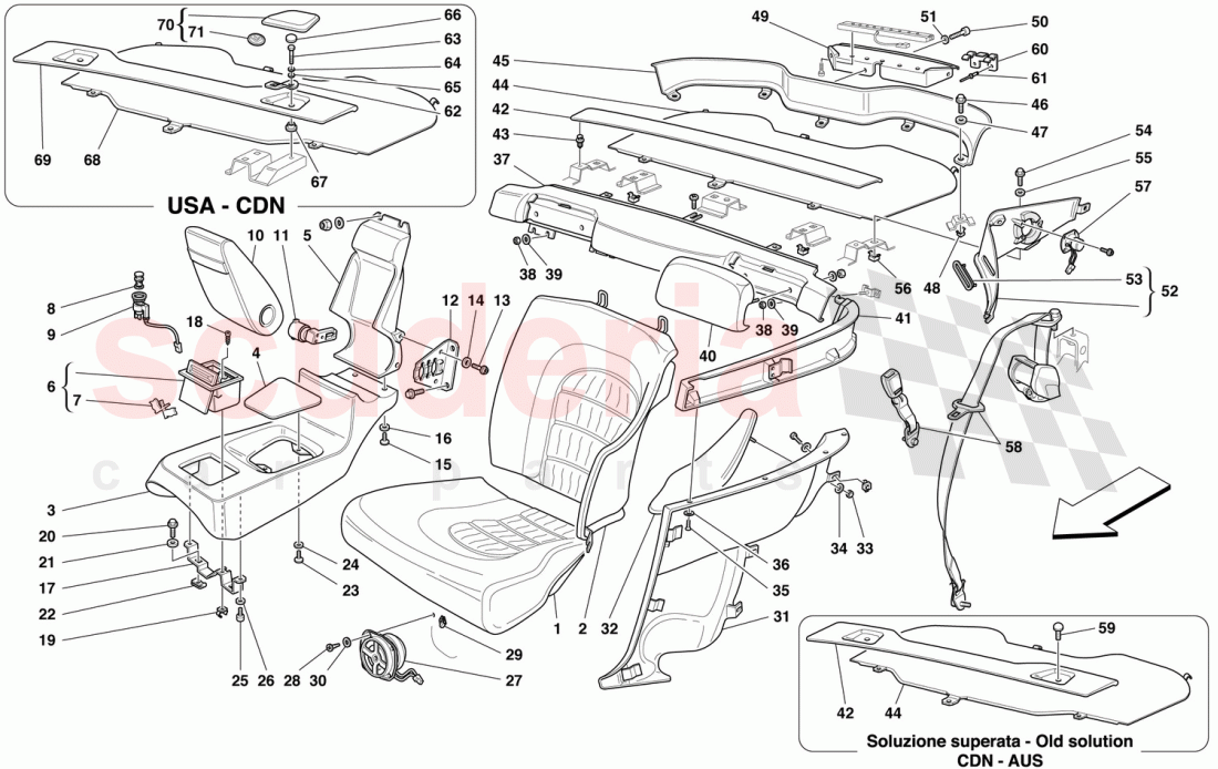 REAR SEATS AND BELTS of Ferrari Ferrari 456 M GT/GTA