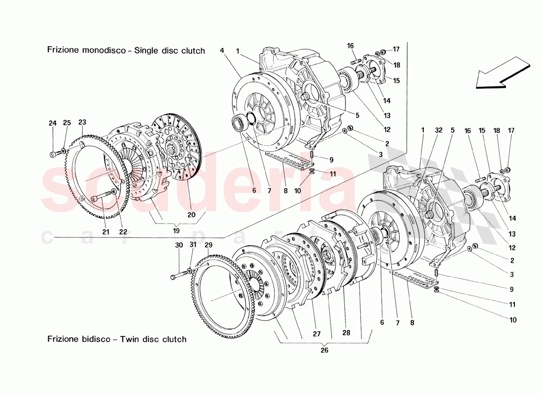 Clutch - Single and Double Disc of Ferrari Ferrari 348 TB (1993)
