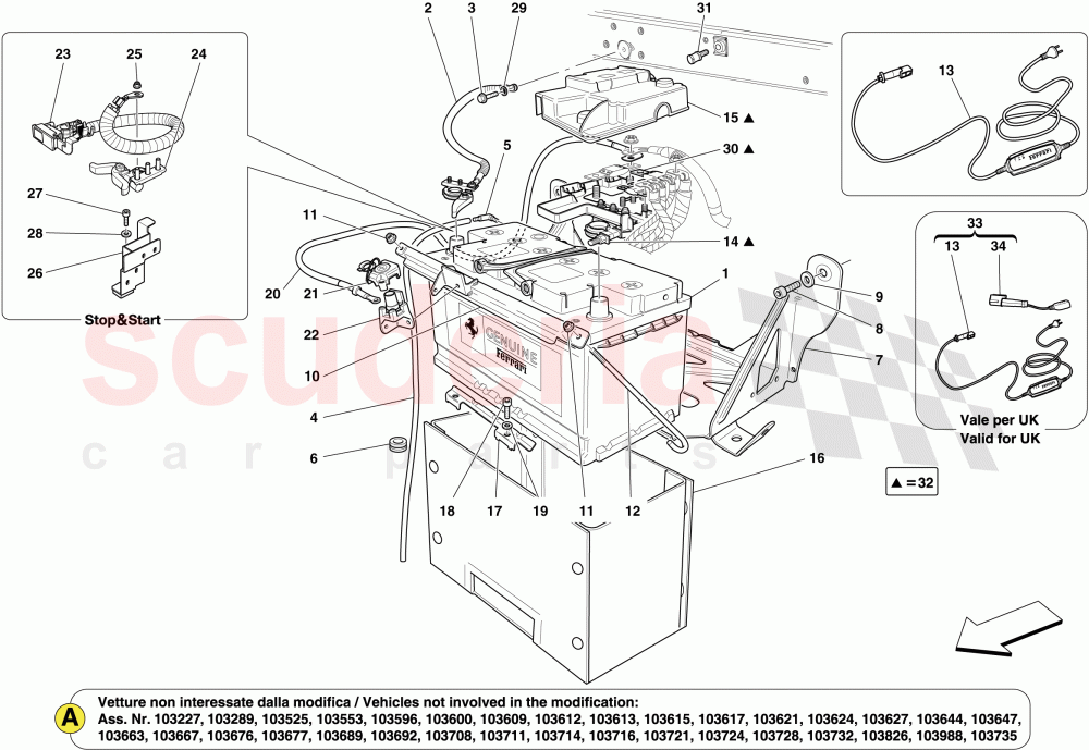BATTERY of Ferrari Ferrari California (2012-2014)