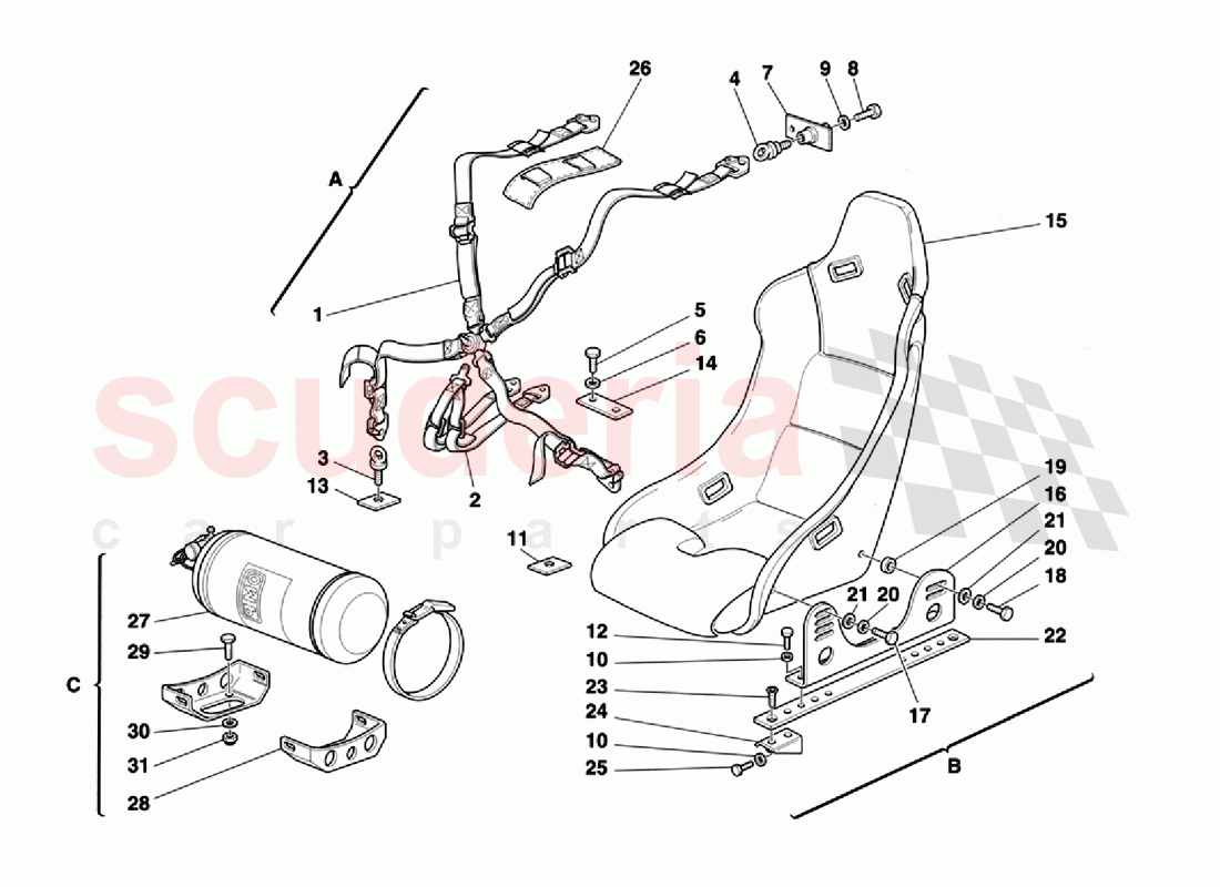 Seat Safety Belts - Seat - Fire Extinguisher of Ferrari Ferrari 355 Challenge (1996)
