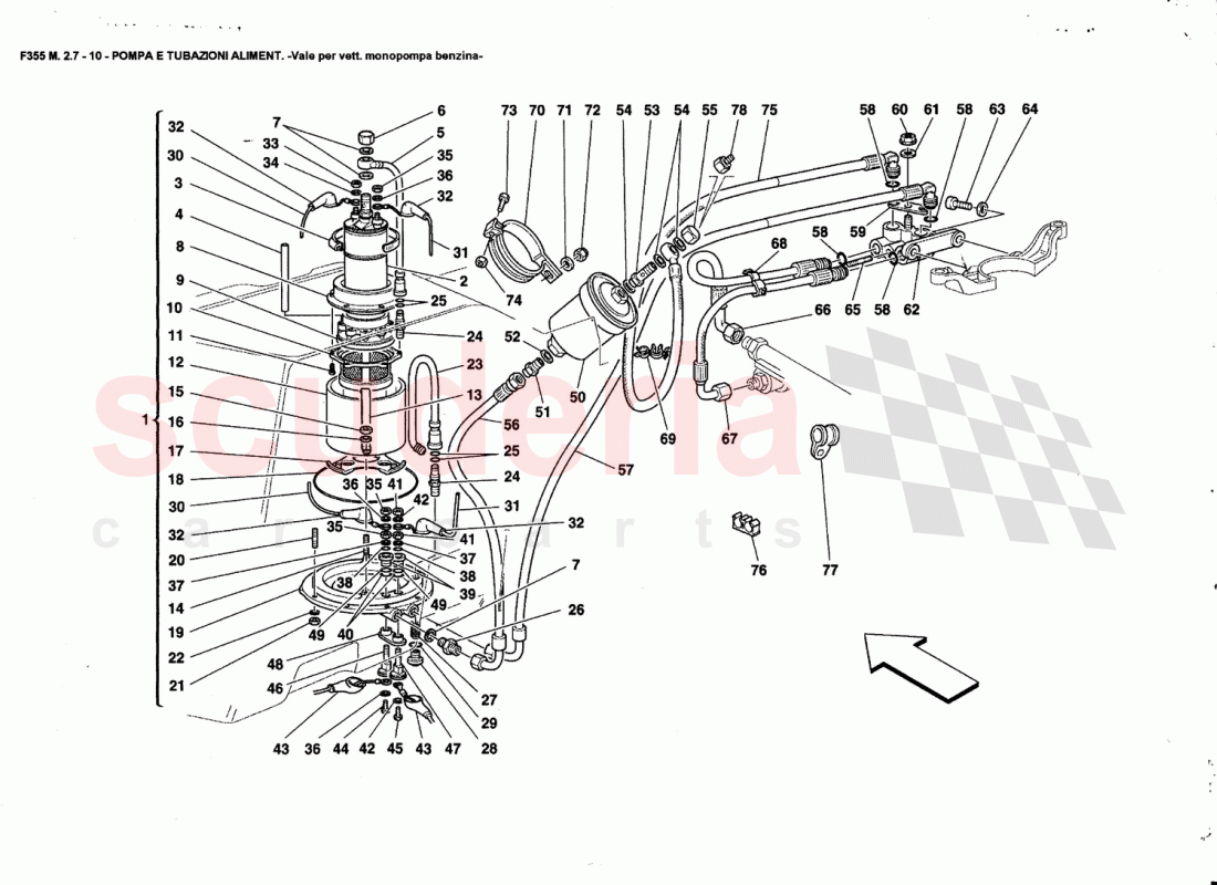 FUEL PUMP ANO PIPES -Valid far cars with single fuel pump- of Ferrari Ferrari 355 (2.7 Motronic)
