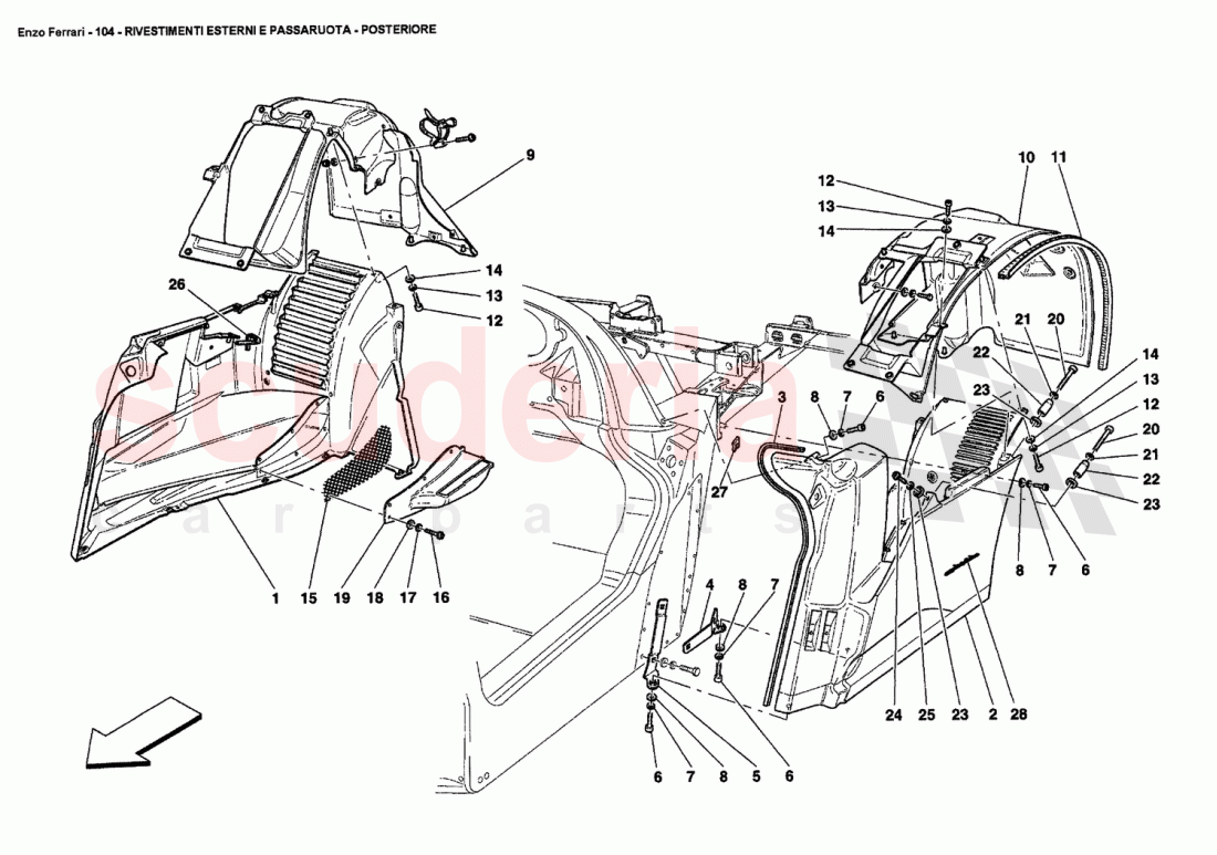 REAR - OUTER TRIMS AND WHEELHOUSE of Ferrari Ferrari Enzo