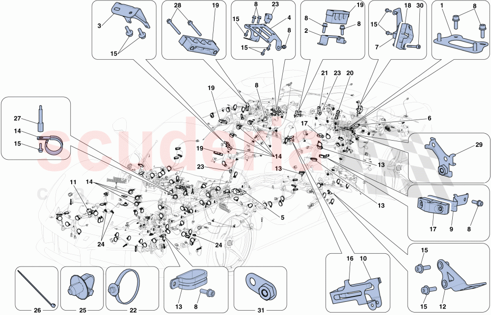 VARIOUS FASTENINGS FOR THE ELECTRICAL SYSTEM of Ferrari Ferrari LaFerrari Aperta