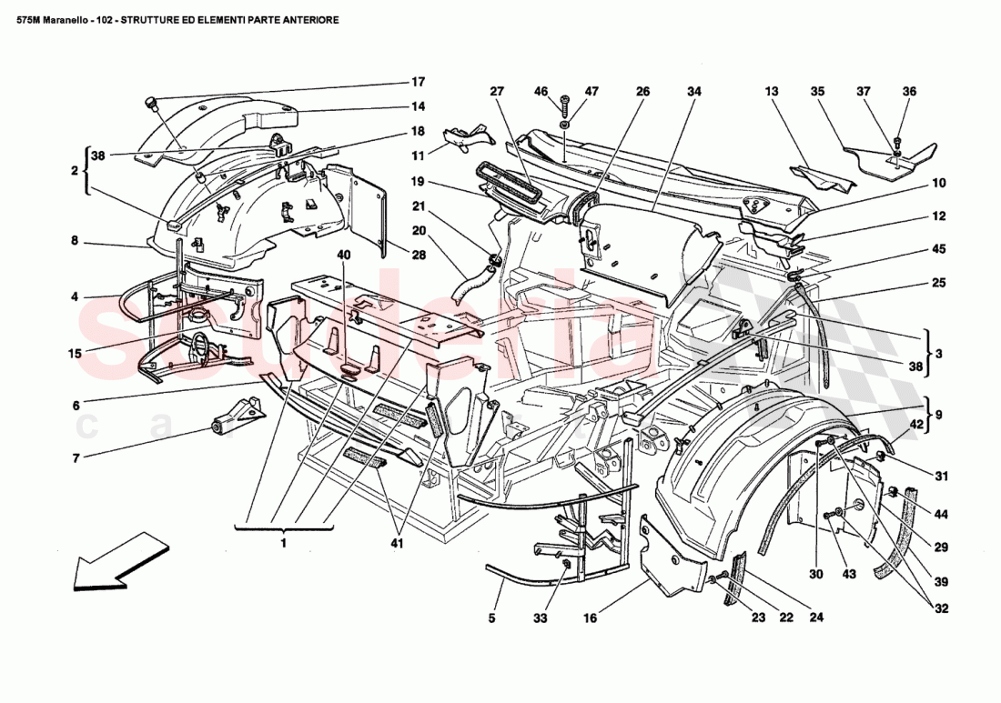 FRONT STRUCTURES AND COMPONENTS of Ferrari Ferrari 575M Maranello