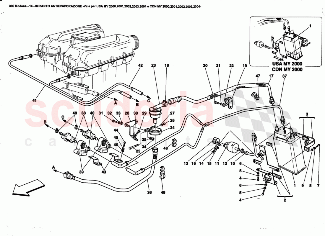 ANTIEVAPORATION DEVICE -Valid far USA MY 2000, 2001, 2002, 2003, 2004 of Ferrari Ferrari 360 Modena
