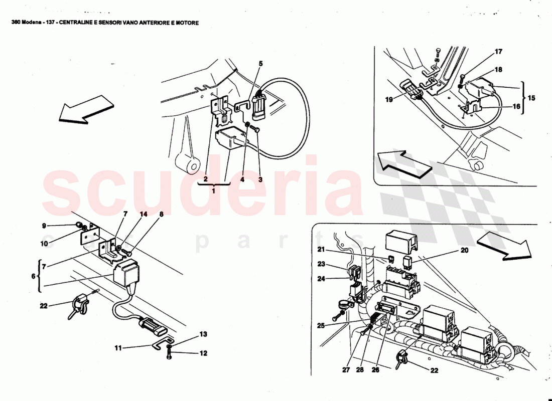 FRONT AND MOTOR COMPARTMENTS ELECTRICAL BOARDS AND SENSOR of Ferrari Ferrari 360 Modena