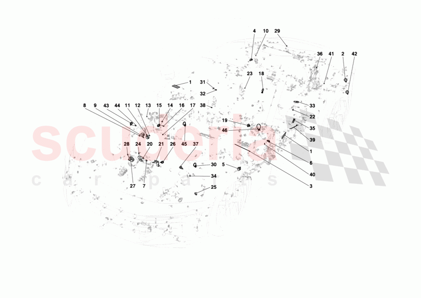 VARIOUS FASTENINGS FOR THE ELECTRICAL SYSTEM of Ferrari Ferrari 12Cilindri