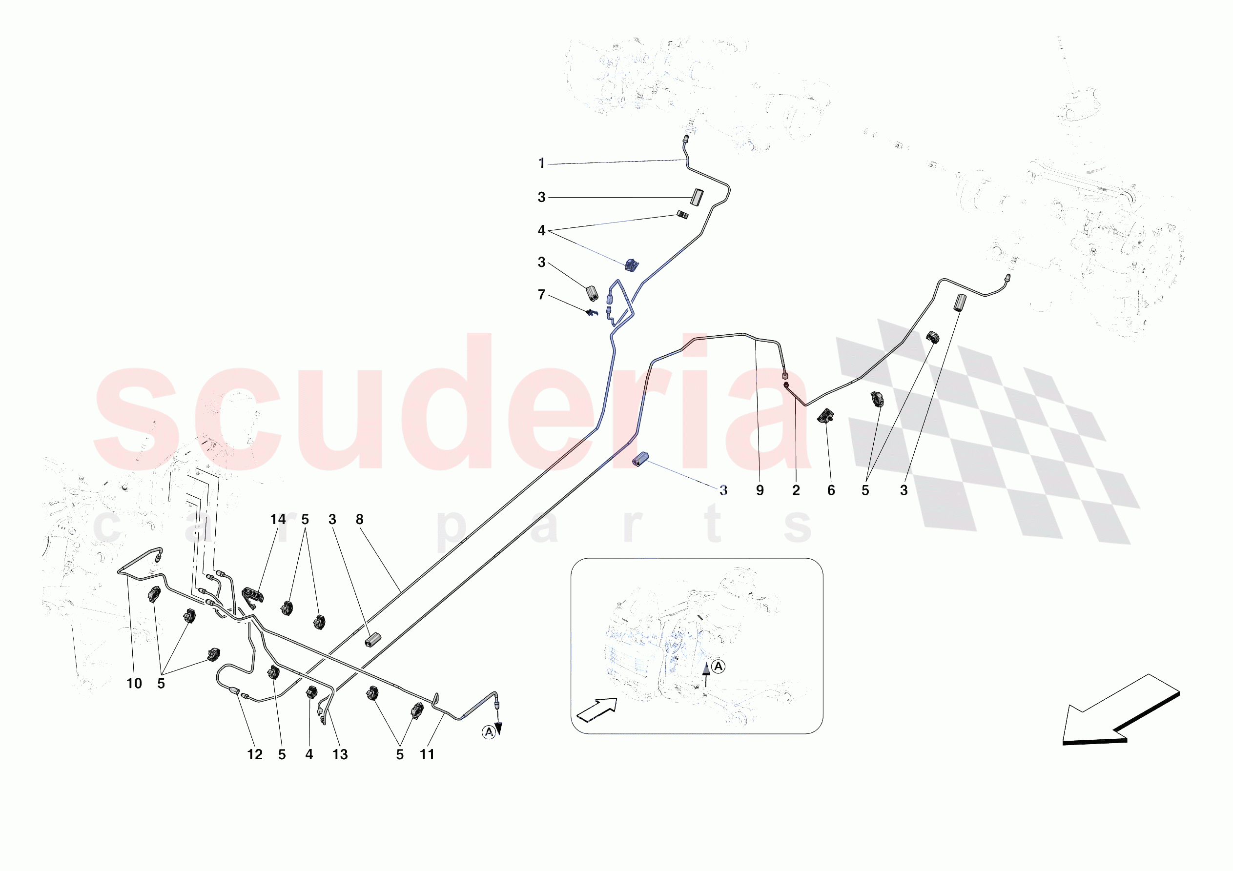HYDRAULIC BRAKE CONTROL PIPES -APPLICABLE FOR RHD- of Ferrari Ferrari 296 GTB Europe