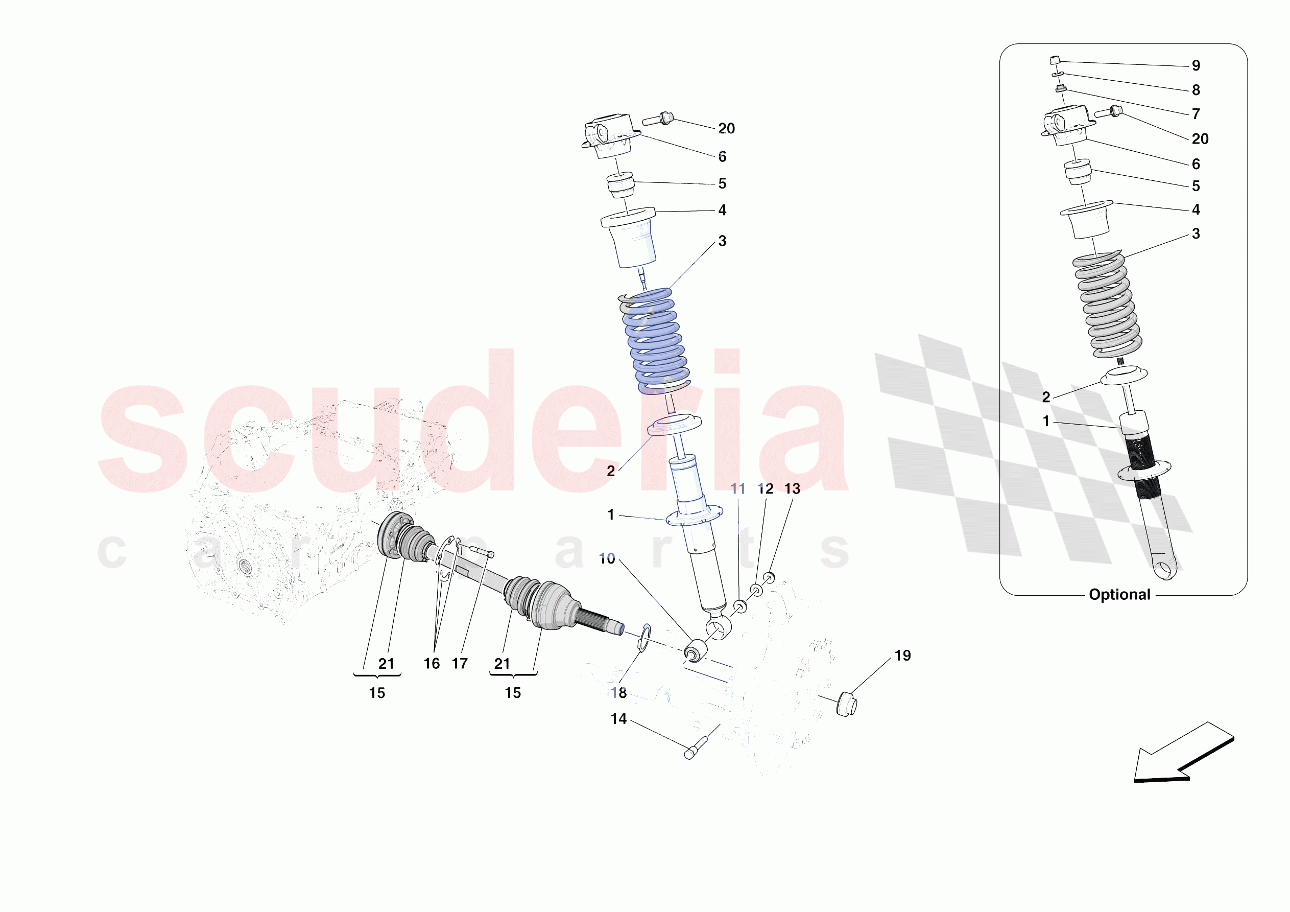 REAR SUSPENSION - SHOCK ABSORBERS of Ferrari Ferrari 296 GTB Europe