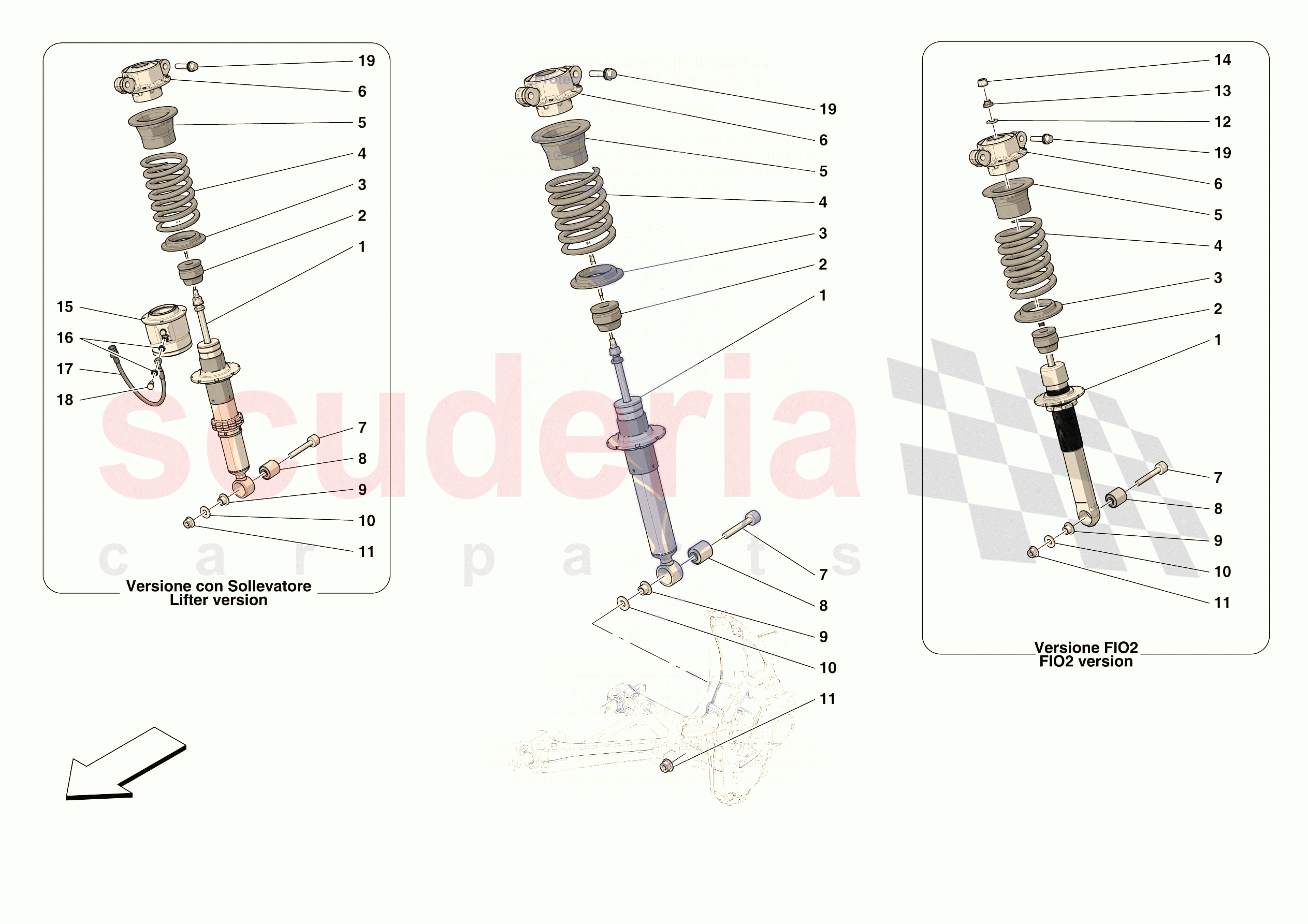 FRONT SUSPENSION - SHOCK ABSORBERS of Ferrari Ferrari 296 GTB Europe RH