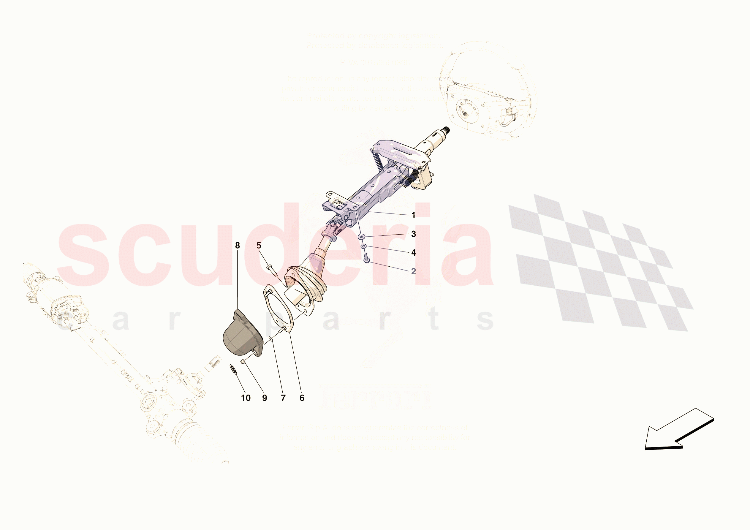 STEERING WHEEL AND STEERING SYSTEM - STEERING COLUMN of Ferrari Ferrari 296 GTB Europe RH