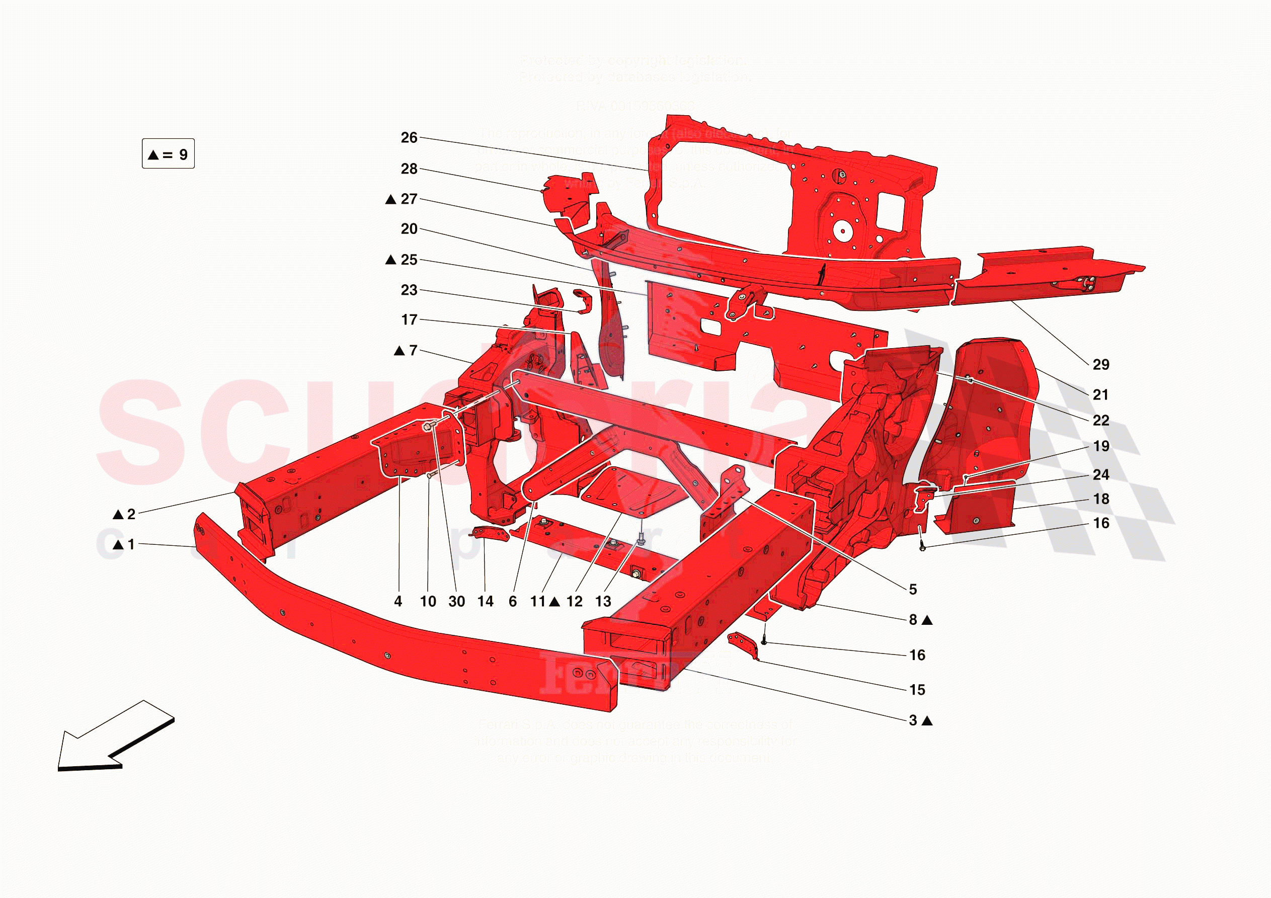 STRUCTURES AND ELEMENTS, FRONT OF VEHICLE of Ferrari Ferrari 296 GTB Europe RH