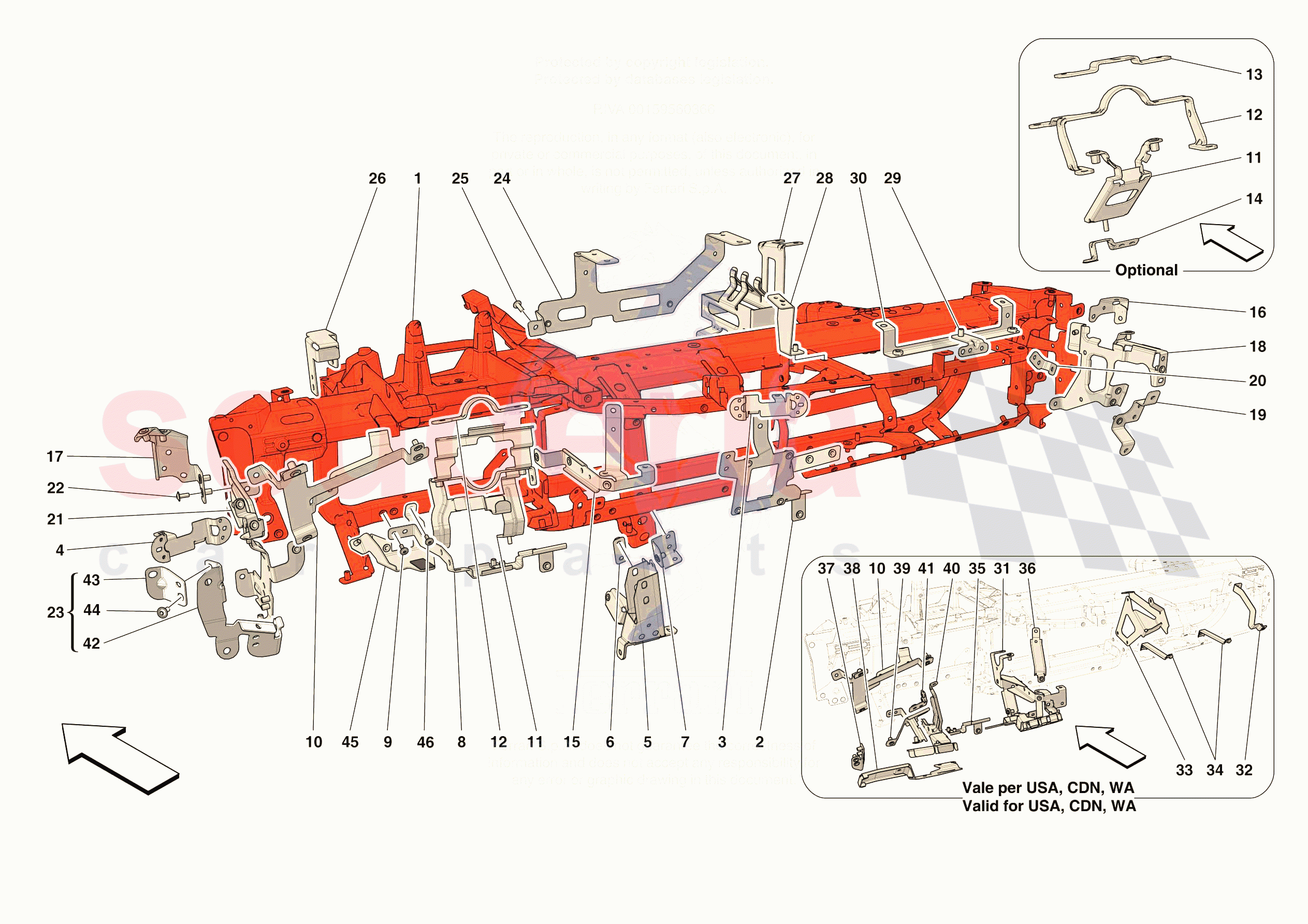 DASHBOARD - SUBSTRUCTURE -NOT FOR RHD- of Ferrari Ferrari 296 GTB Europe RH