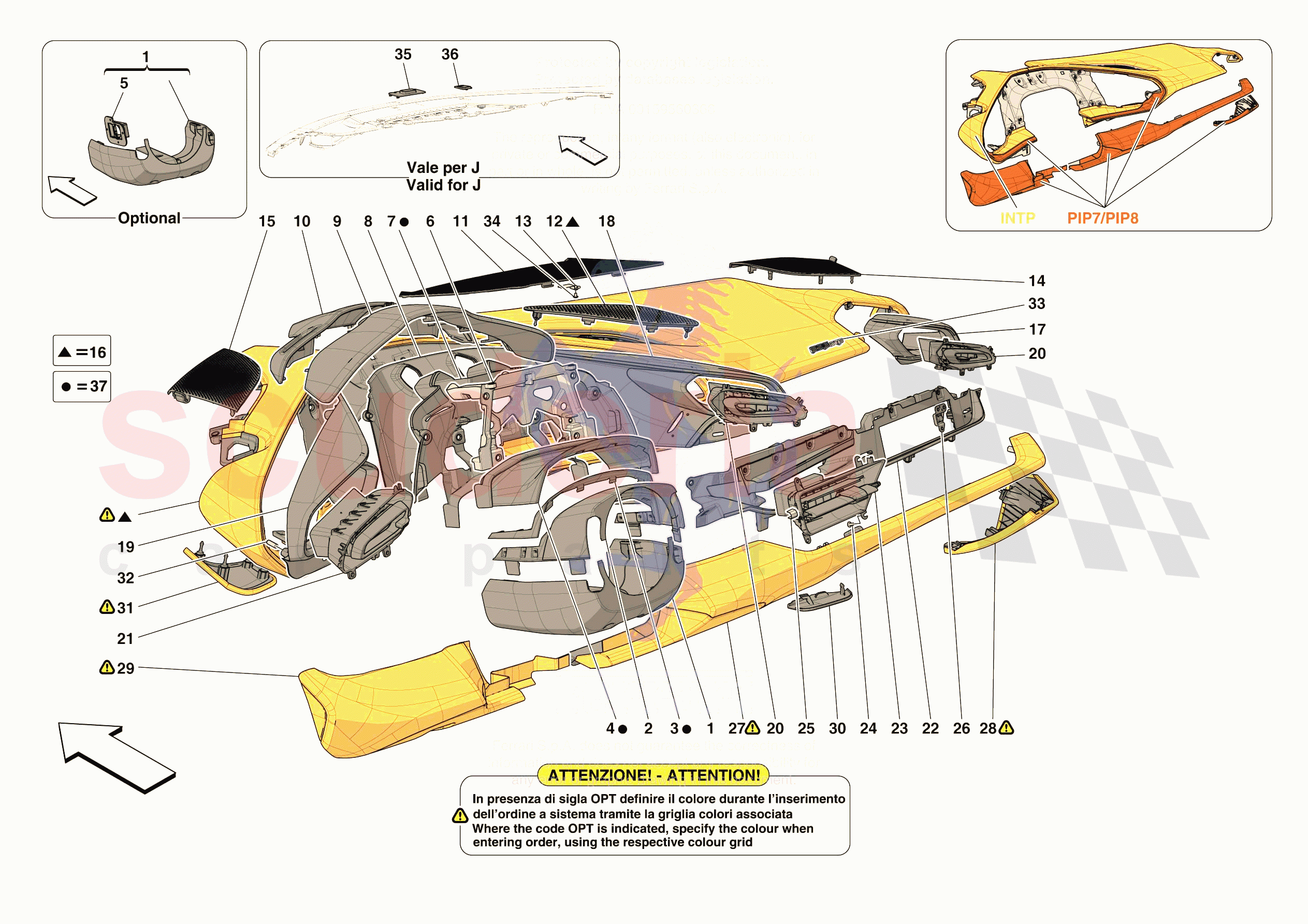 DASHBOARD - TRIM -NOT FOR RHD- of Ferrari Ferrari 296 GTB Europe RH