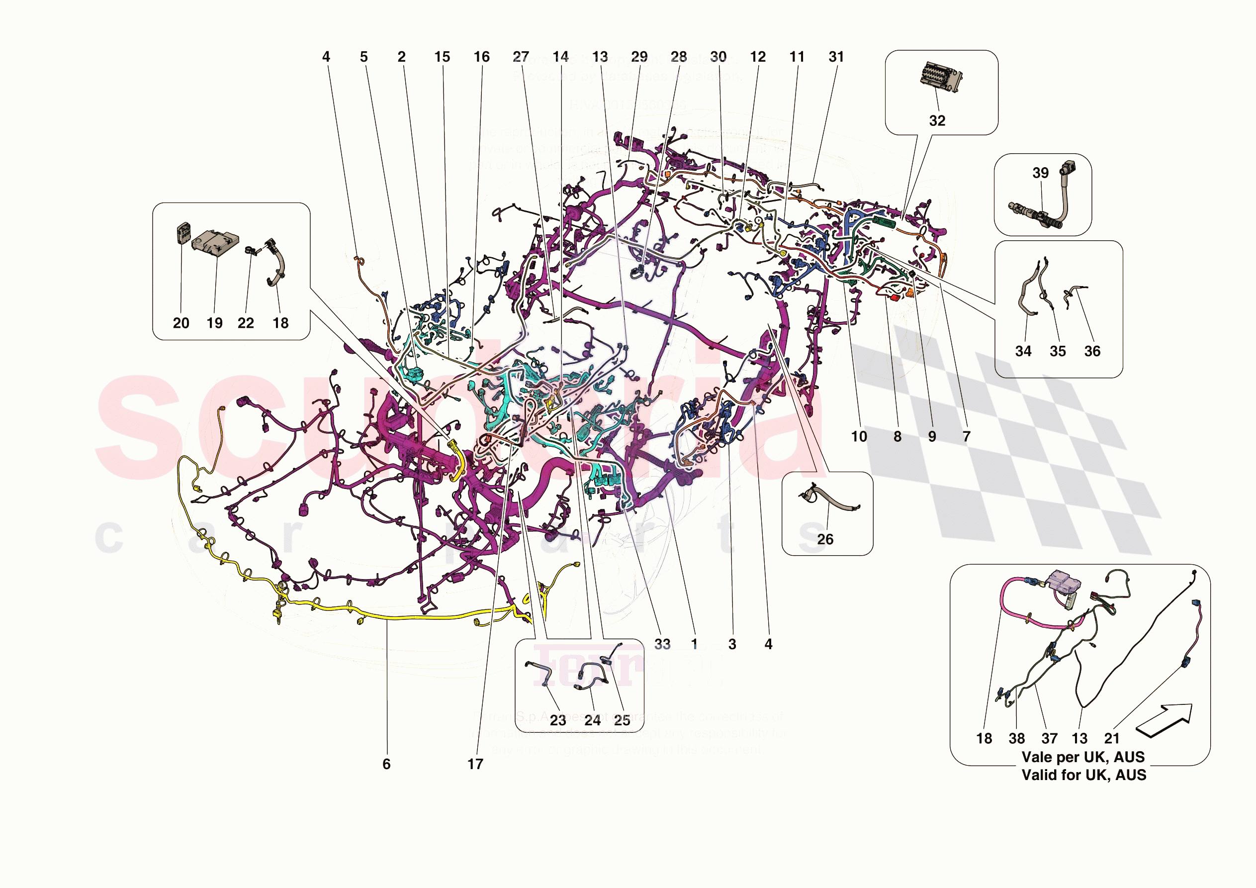 LOW VOLTAGE WIRING HARNESSES of Ferrari Ferrari 296 GTB Europe RH