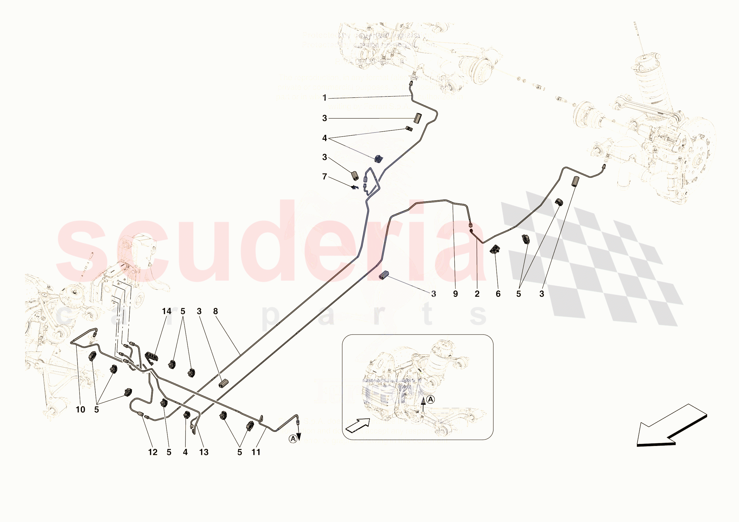 HYDRAULIC BRAKE CONTROL PIPES -APPLICABLE FOR RHD- of Ferrari Ferrari 296 GTB USA