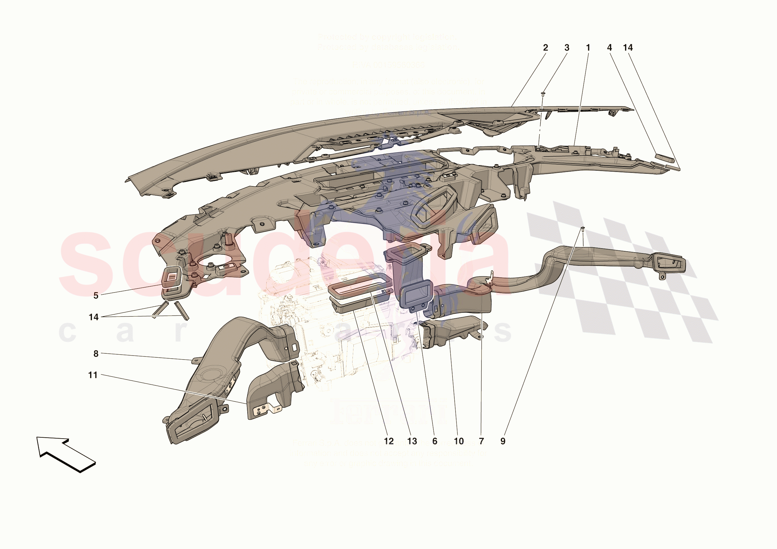DASHBOARD - DUCTS -APPLICABLE FOR RHD- of Ferrari Ferrari 296 GTB USA