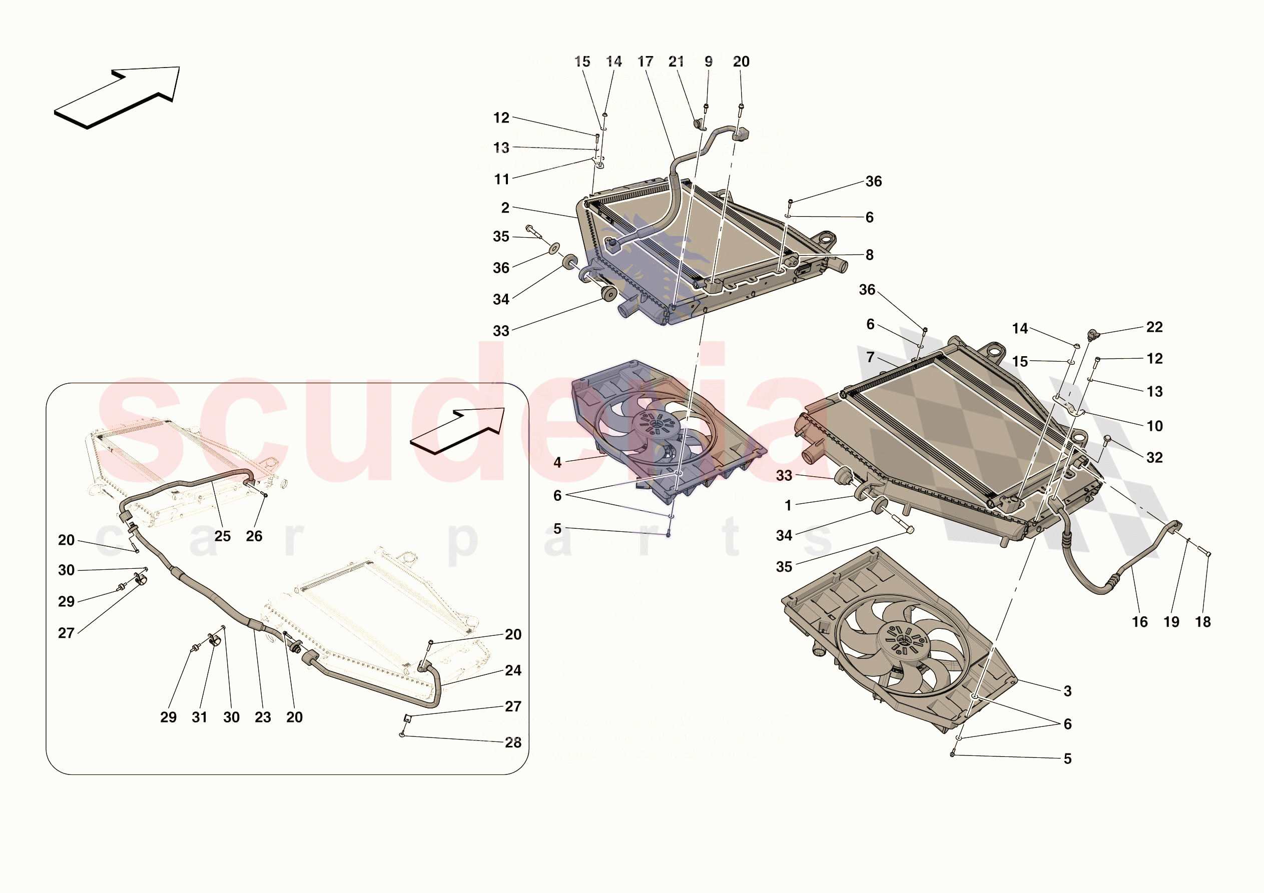 ENGINE COOLING SYSTEM RADIATORS of Ferrari Ferrari 296 GTS Europe
