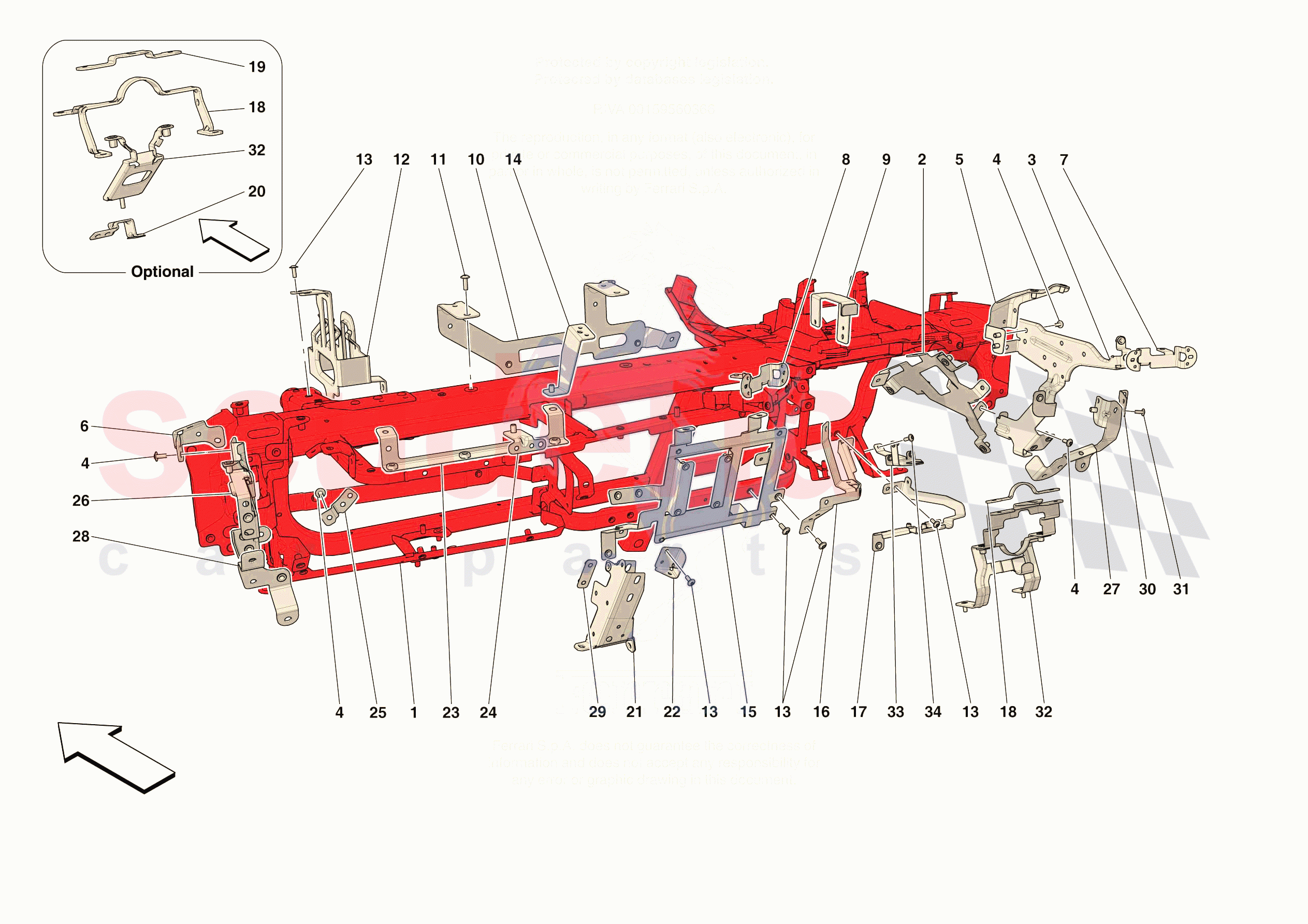 DASHBOARD - SUBSTRUCTURE -APPLICABLE FOR RHD- of Ferrari Ferrari 296 GTS Europe
