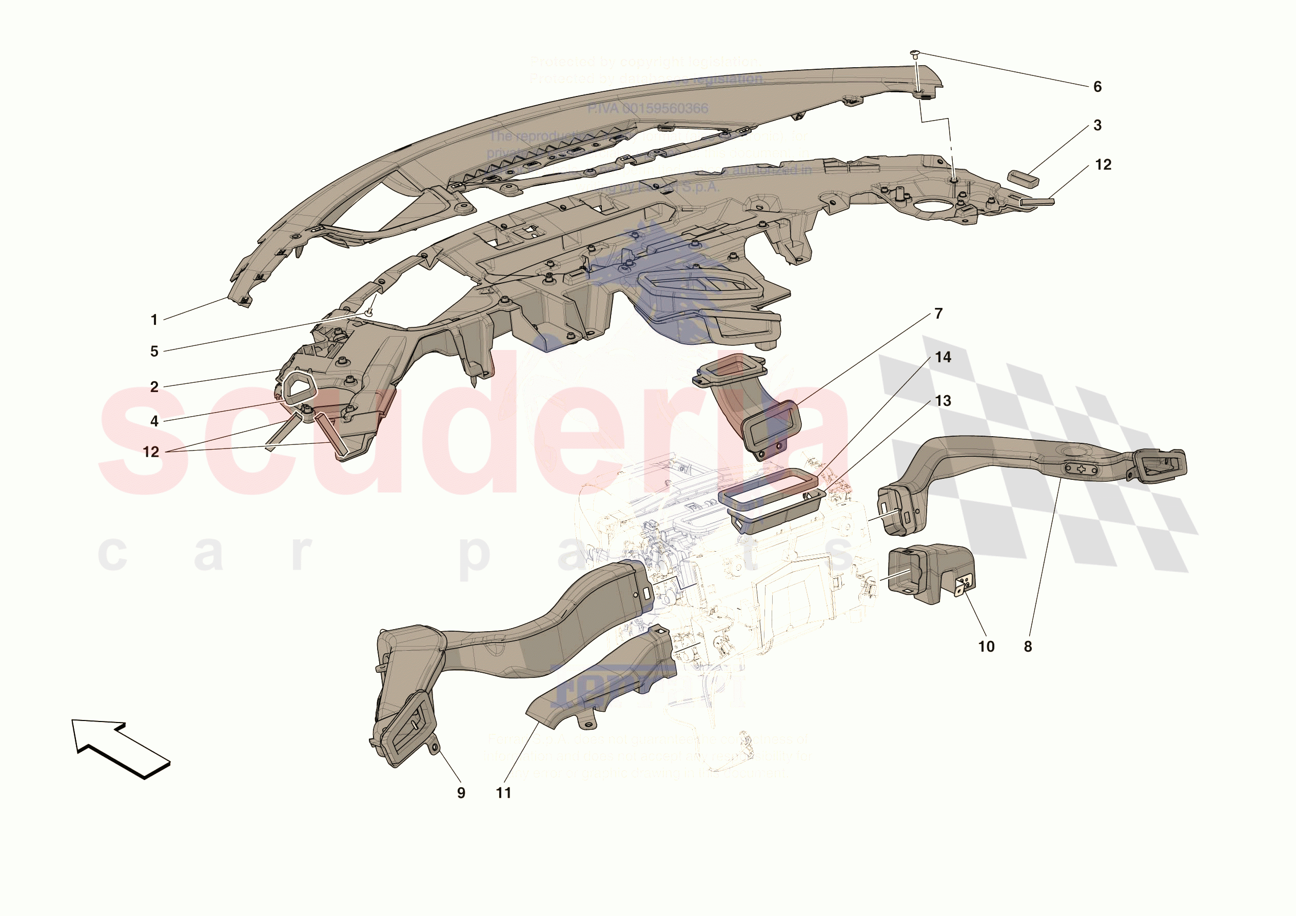 DASHBOARD - DUCTS -NOT FOR RHD- of Ferrari Ferrari 296 GTS Europe