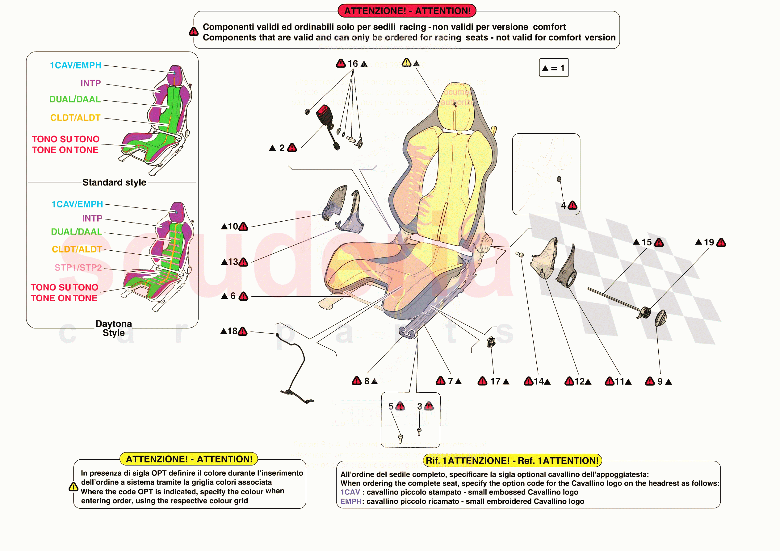 FRONT SEATS - RACING SEAT of Ferrari Ferrari 296 GTS Europe