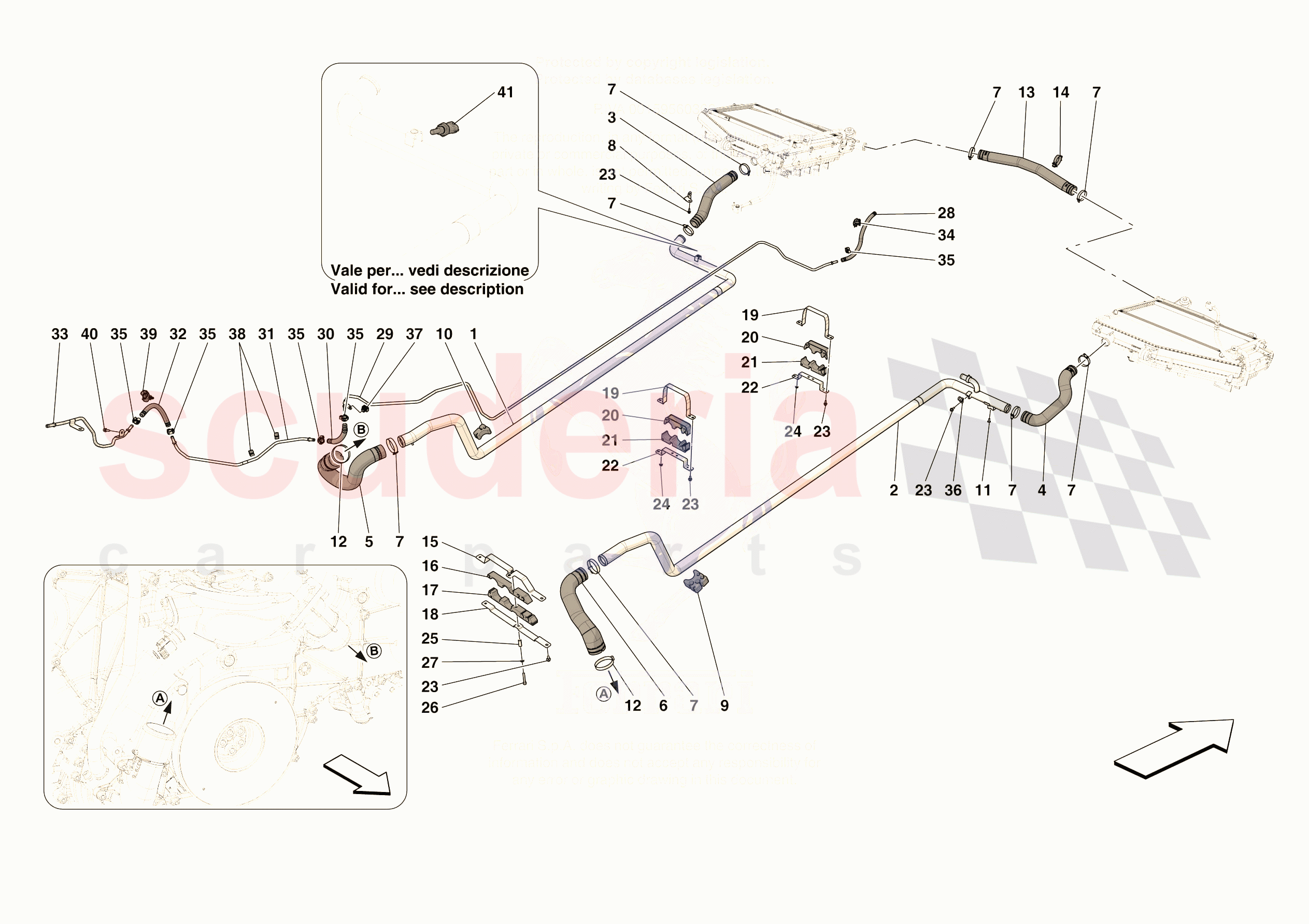 COOLING SYSTEM PIPES of Ferrari Ferrari 296 GTS Europe RH