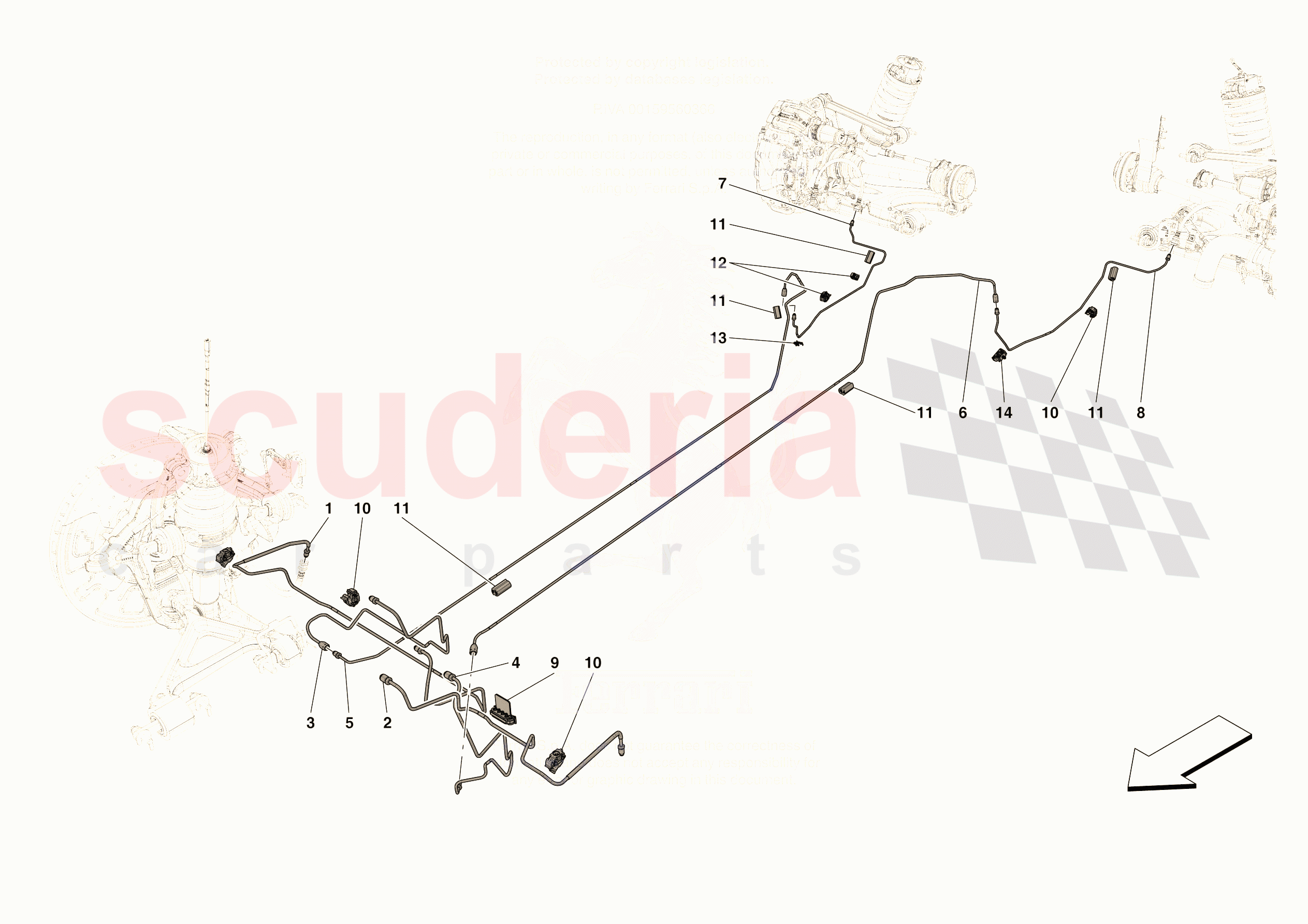 HYDRAULIC BRAKE CONTROL PIPES -NOT FOR RHD- of Ferrari Ferrari 296 GTS Europe RH