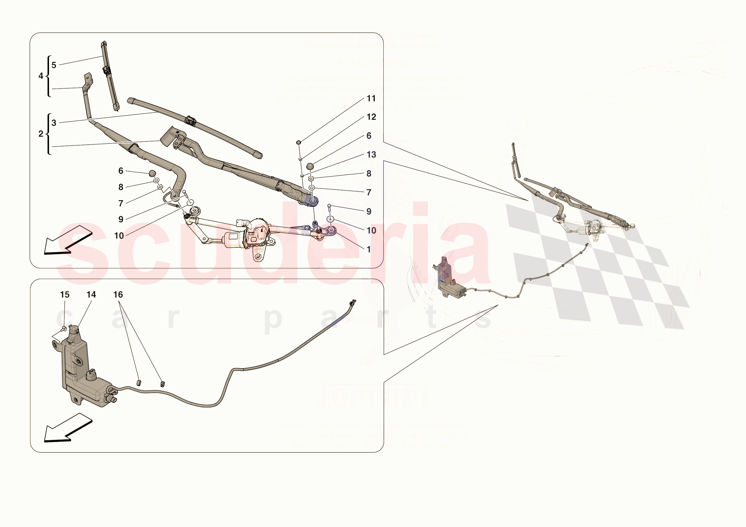 WIPERS AND HEADLAMP WASHERS of Ferrari Ferrari 296 GTS Europe RH
