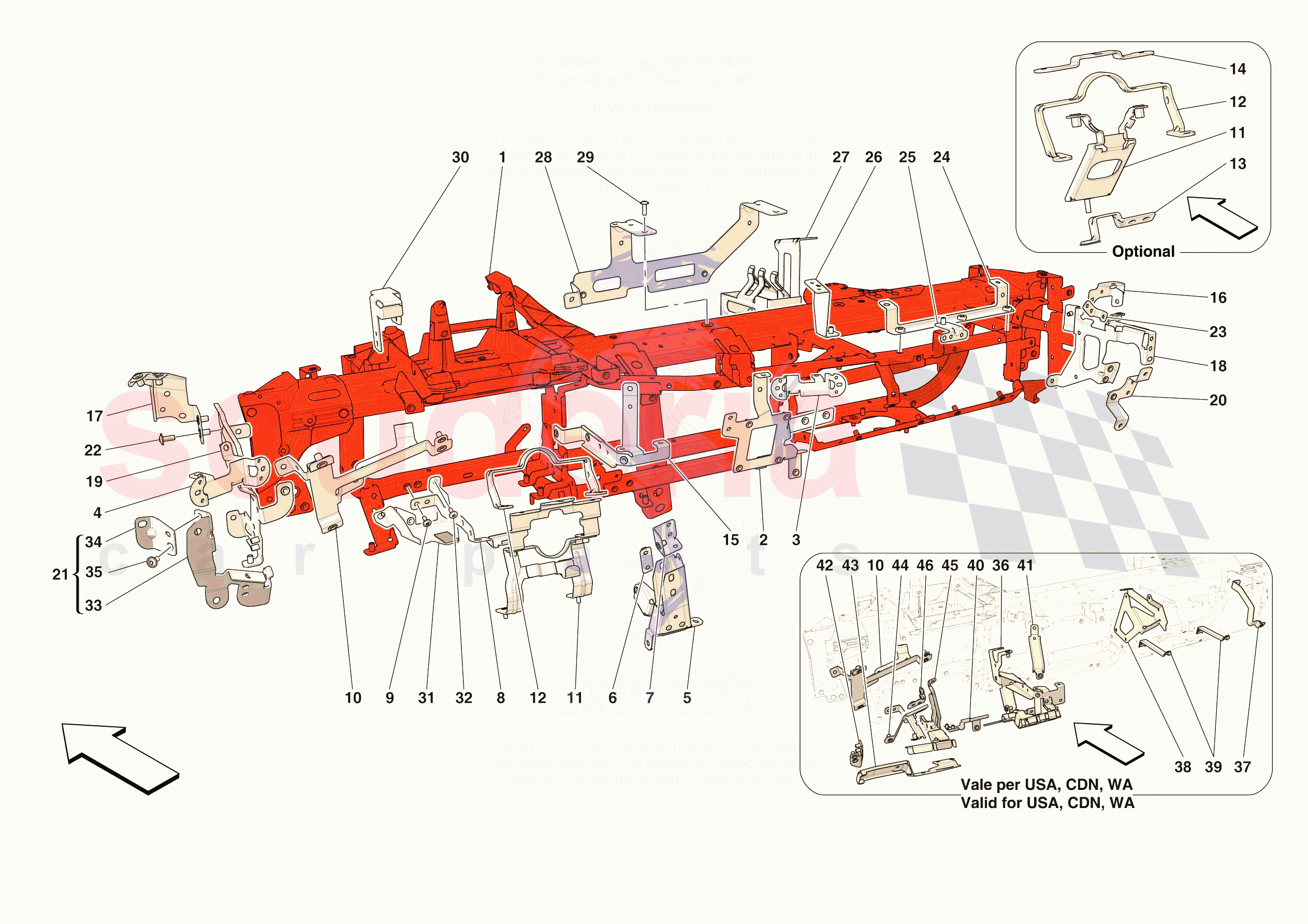DASHBOARD - SUBSTRUCTURE -NOT FOR RHD- of Ferrari Ferrari 296 GTS USA