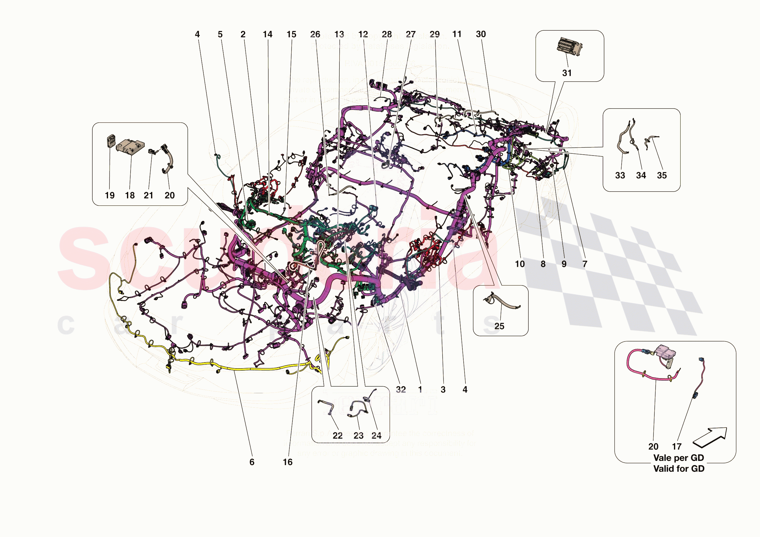 LOW VOLTAGE WIRING HARNESSES of Ferrari Ferrari 296 GTS USA