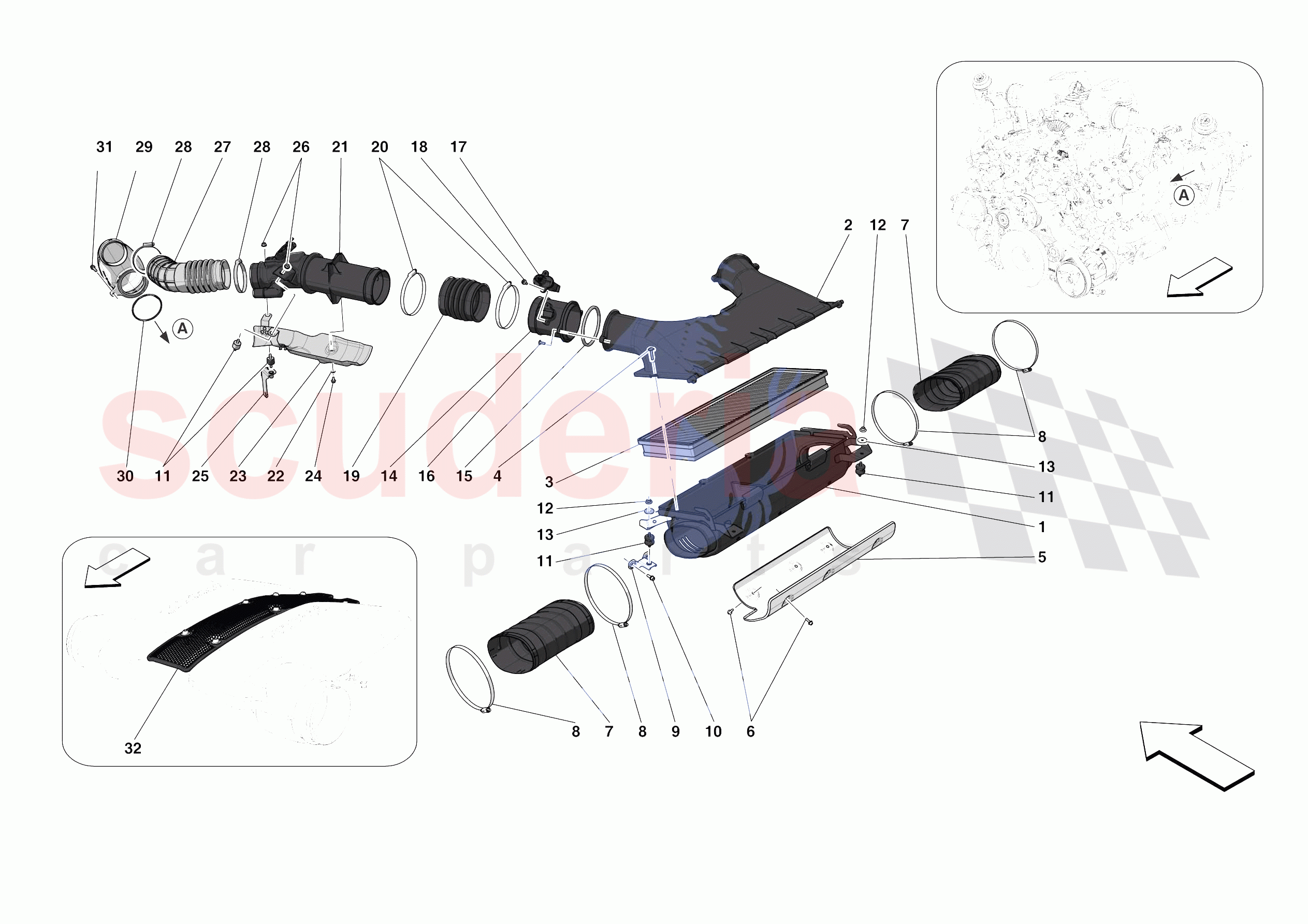 AIR FILTER, AIR INTAKE AND DUCTS of Ferrari Ferrari 488 Pista Europe