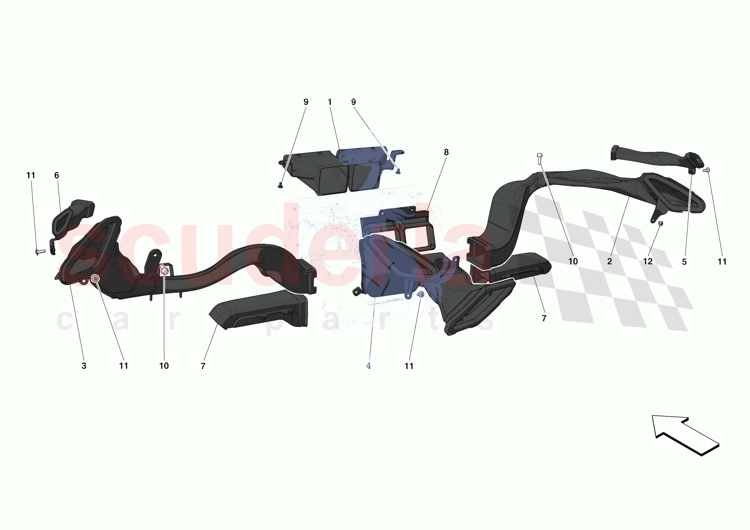 DASHBOARD - DUCTS -NOT FOR RHD- of Ferrari Ferrari 488 Pista Europe