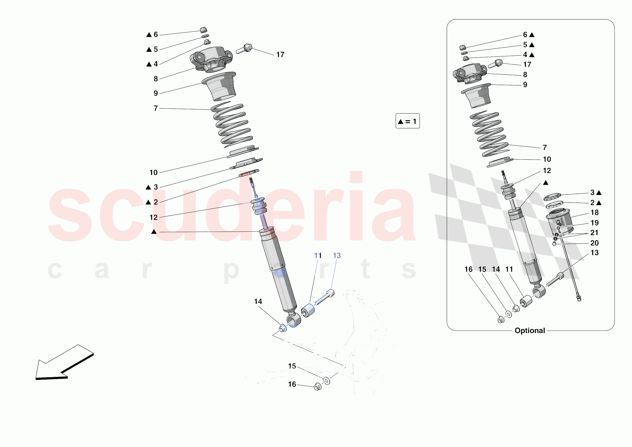 FRONT SUSPENSION - SHOCK ABSORBERS of Ferrari Ferrari 488 Pista Europe RH