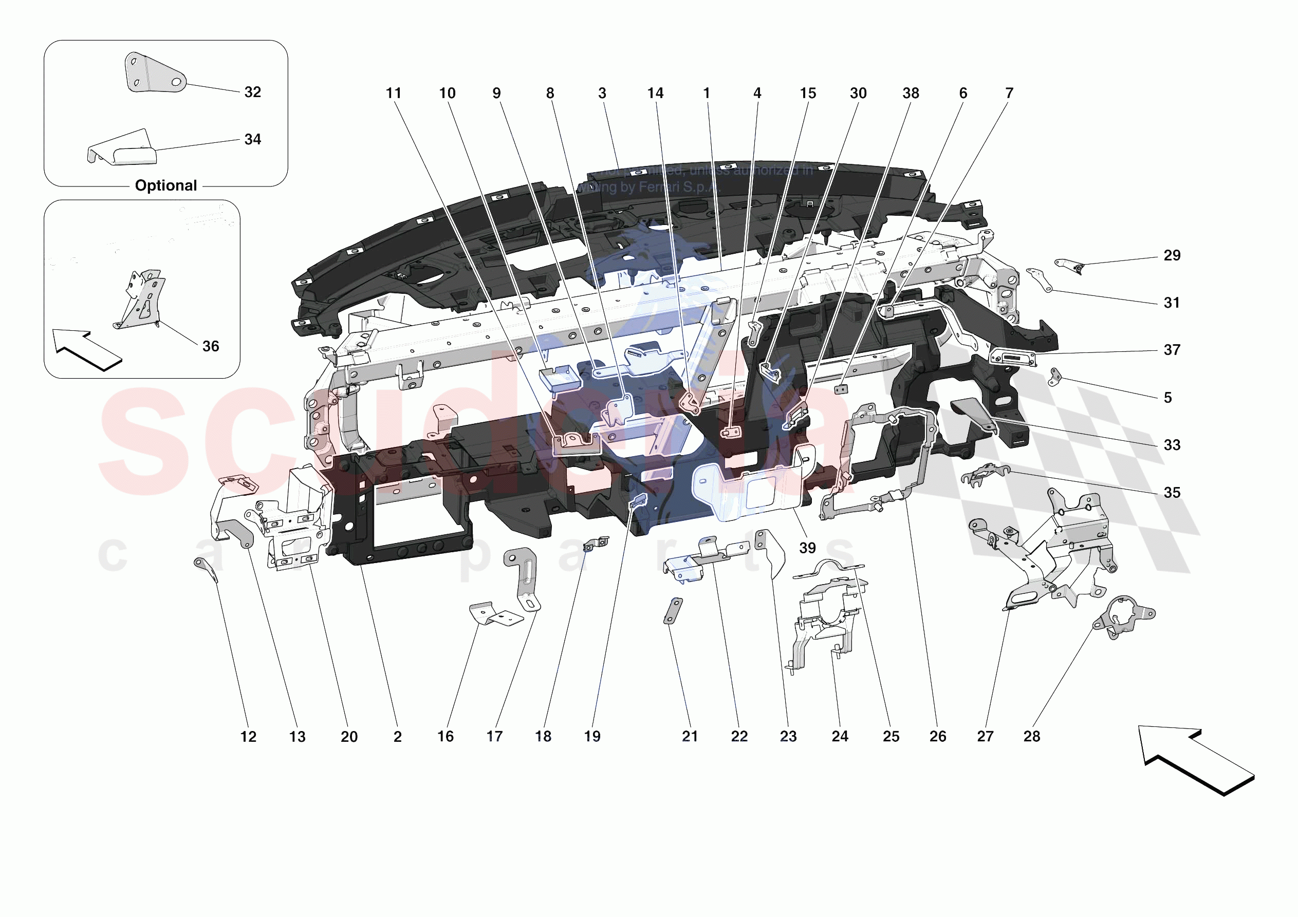 DASHBOARD - SUBSTRUCTURE -APPLICABLE FOR RHD- of Ferrari Ferrari 488 Pista Europe RH
