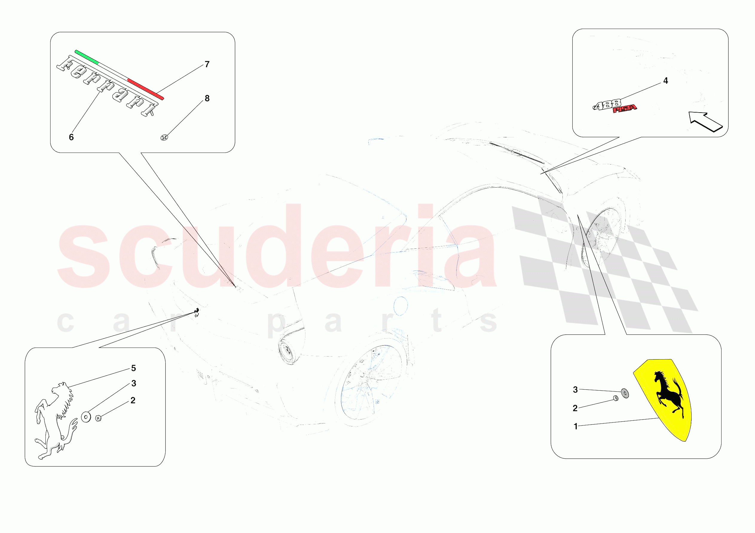 BADGES of Ferrari Ferrari 488 Pista Europe RH