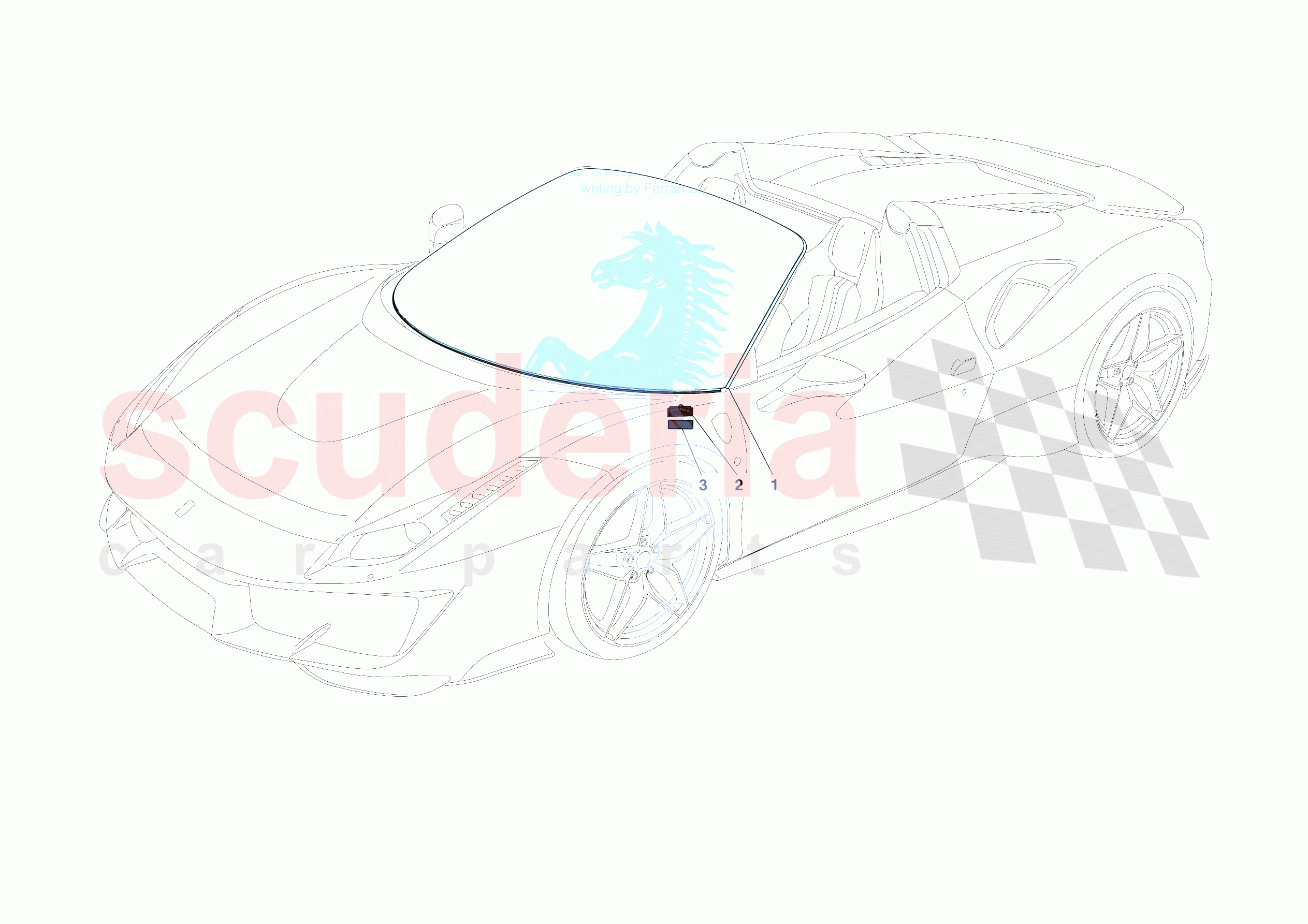 WINDSCREEN of Ferrari Ferrari 488 Pista Spider Europe