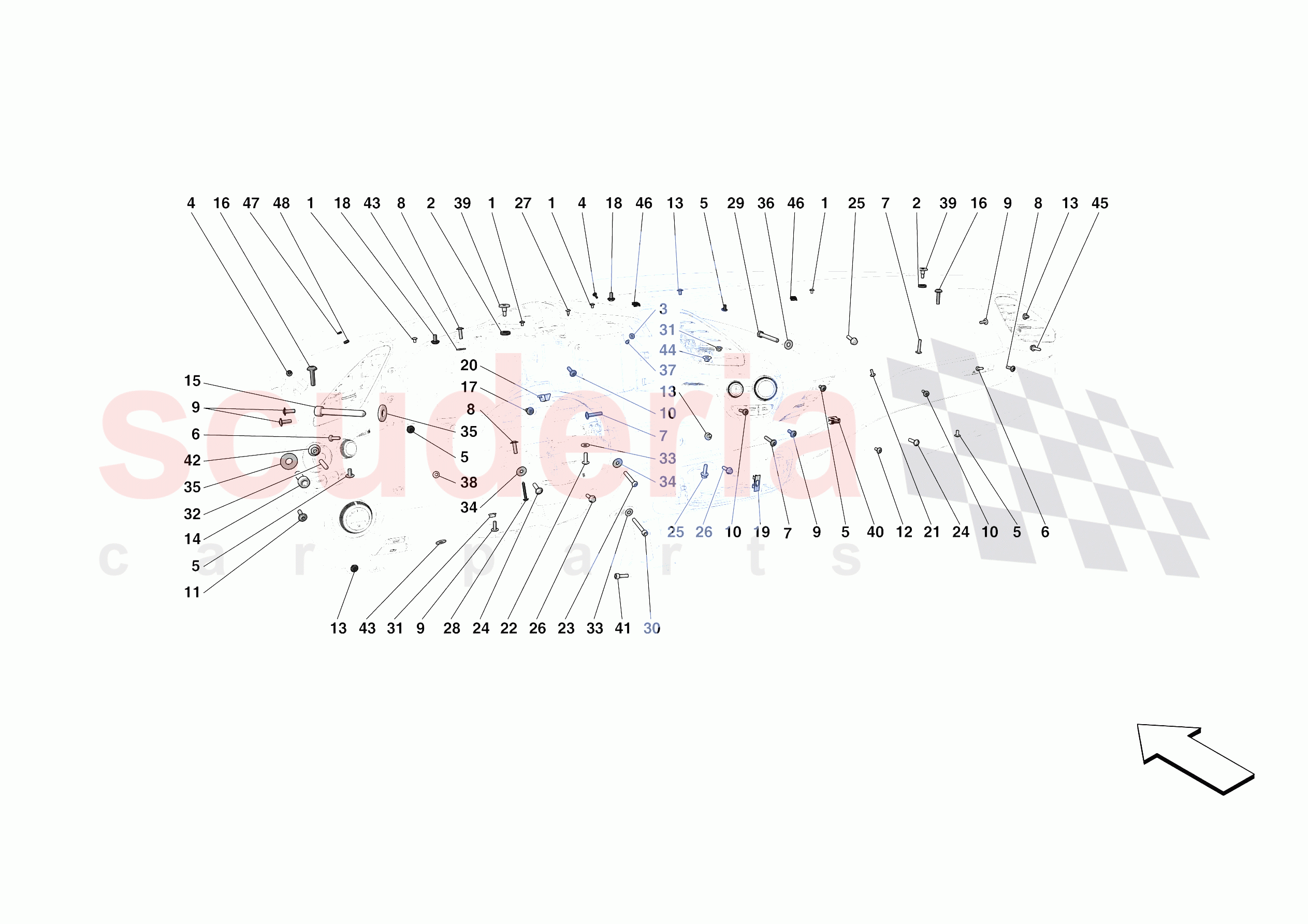 DASHBOARD - FASTENERS of Ferrari Ferrari 488 Pista Spider Europe
