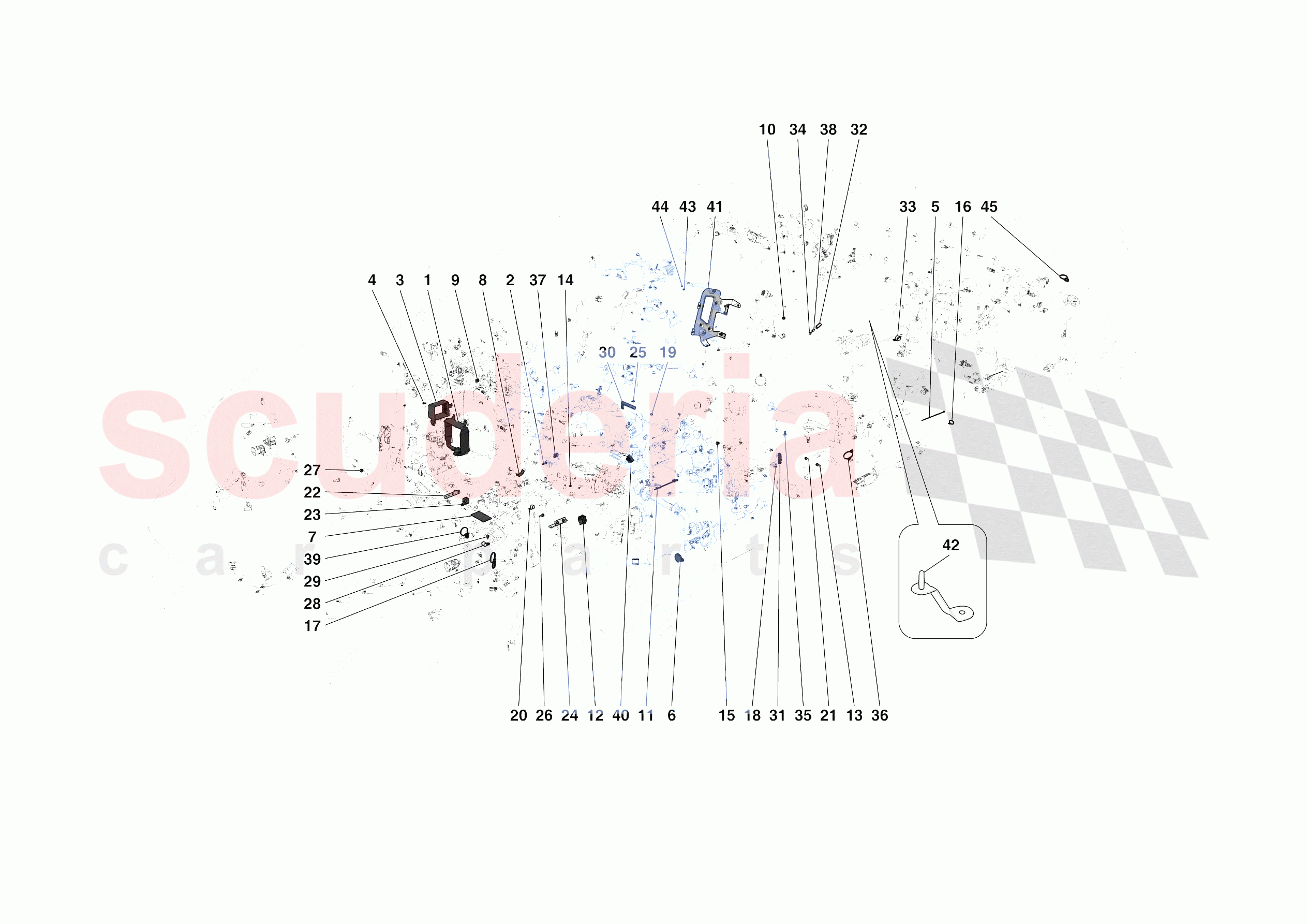 VARIOUS FASTENINGS FOR THE ELECTRICAL SYSTEM of Ferrari Ferrari 488 Pista Spider Europe