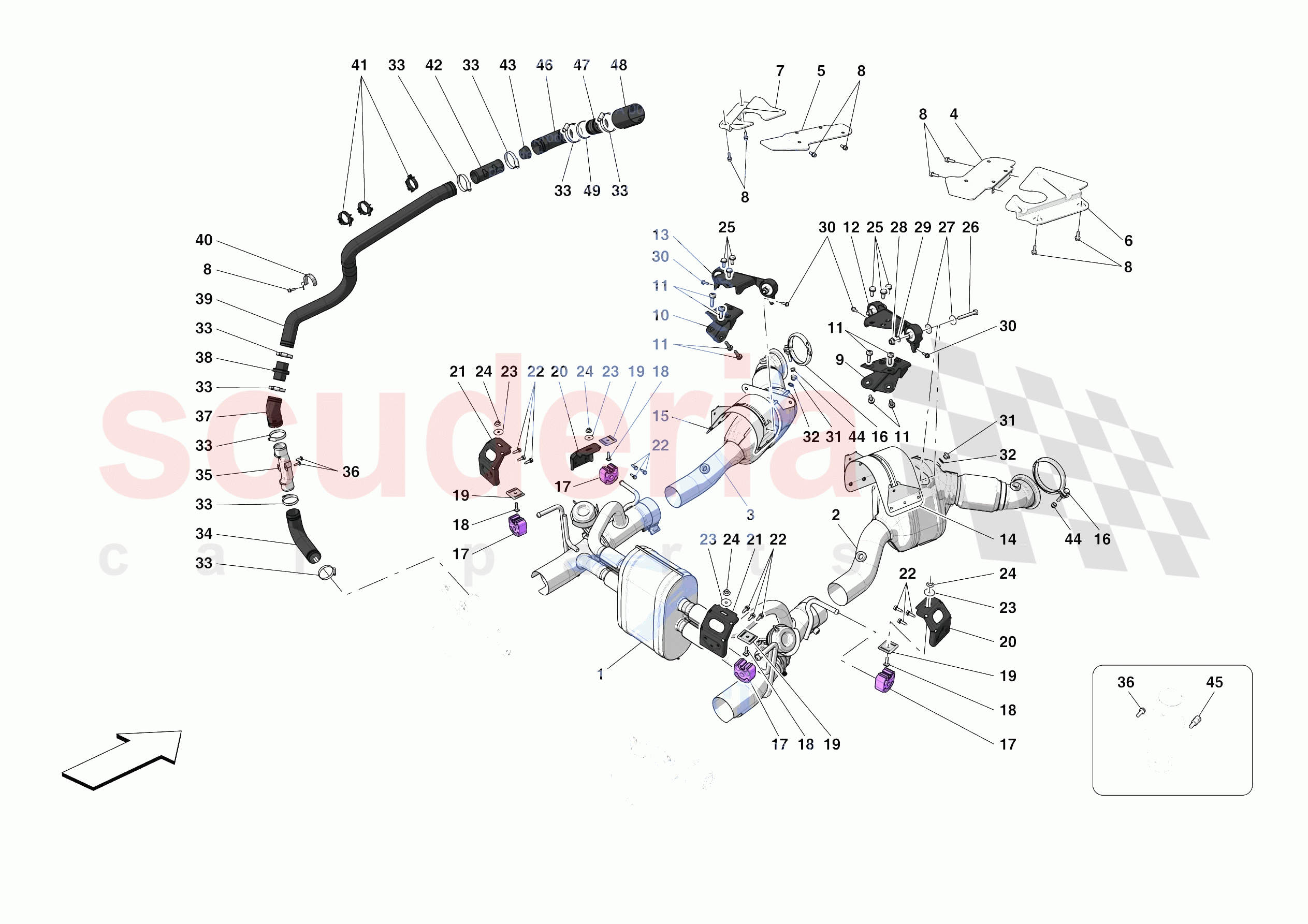 EXHAUST SYSTEM - FRONT SECTION of Ferrari Ferrari 488 Pista Spider Europe RH