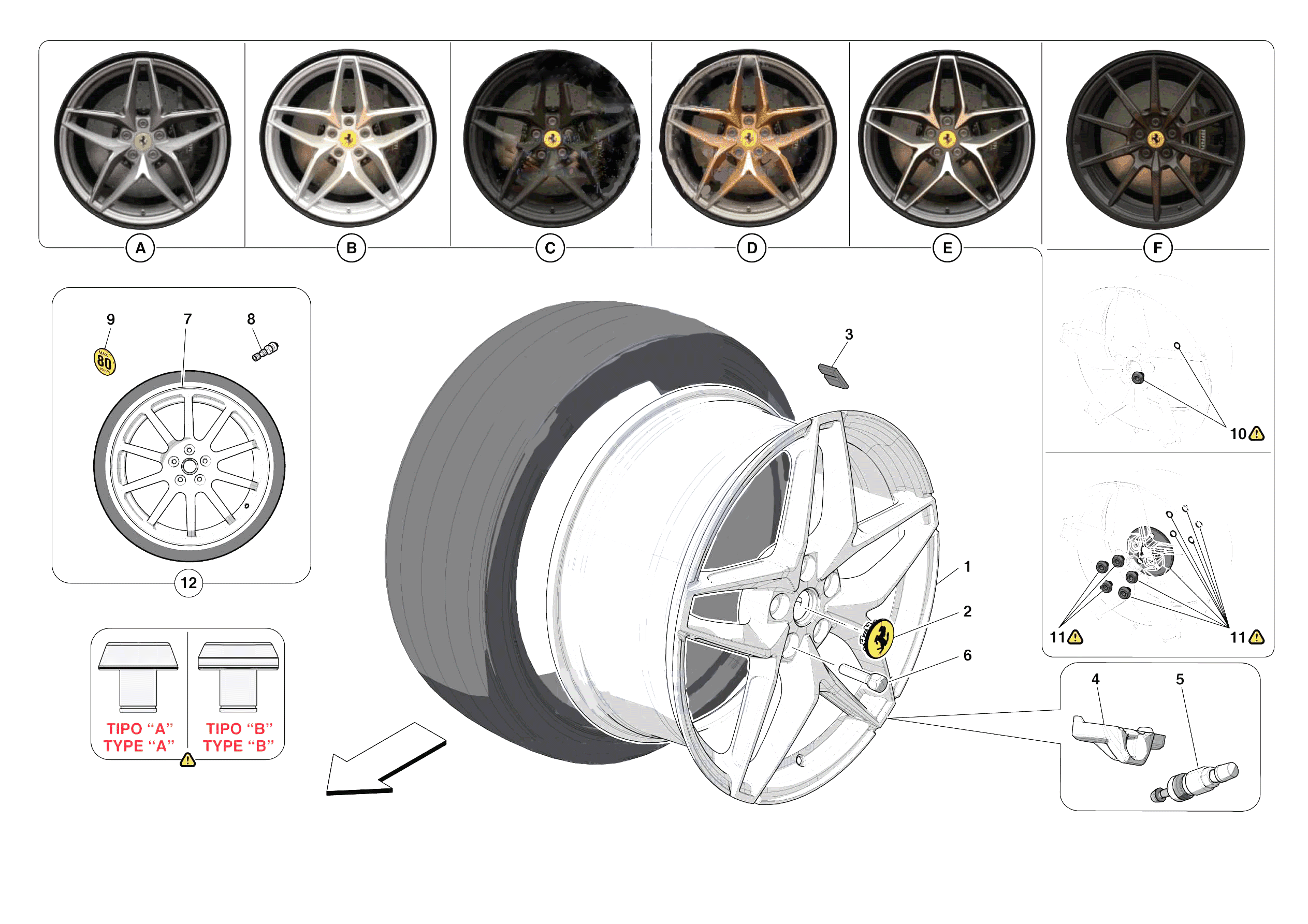 COMPLETE WHEELS of Ferrari Ferrari 488 Pista Spider Europe RH
