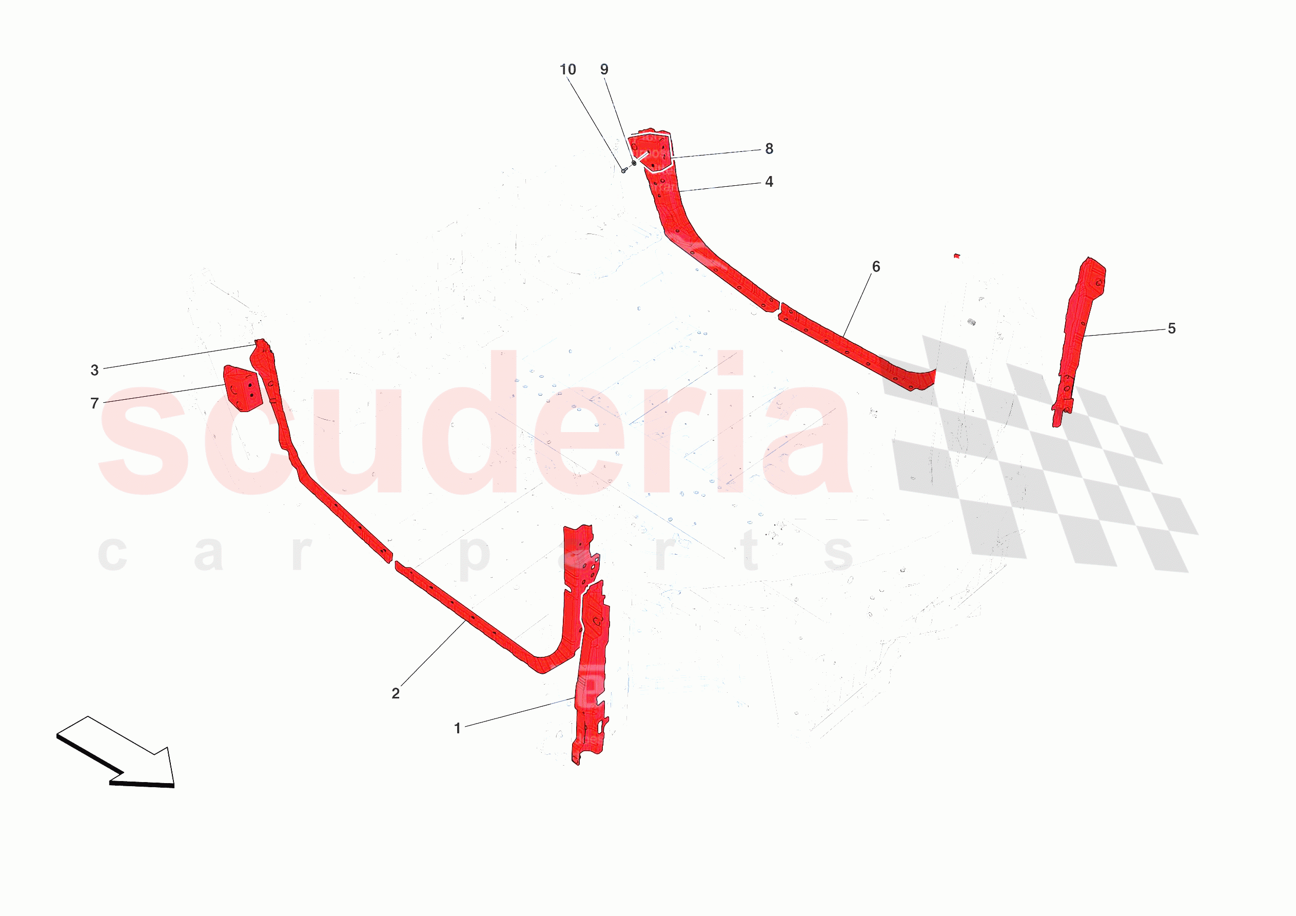 LATERAL SUBSTRUCTURE of Ferrari Ferrari 488 Pista Spider Europe RH