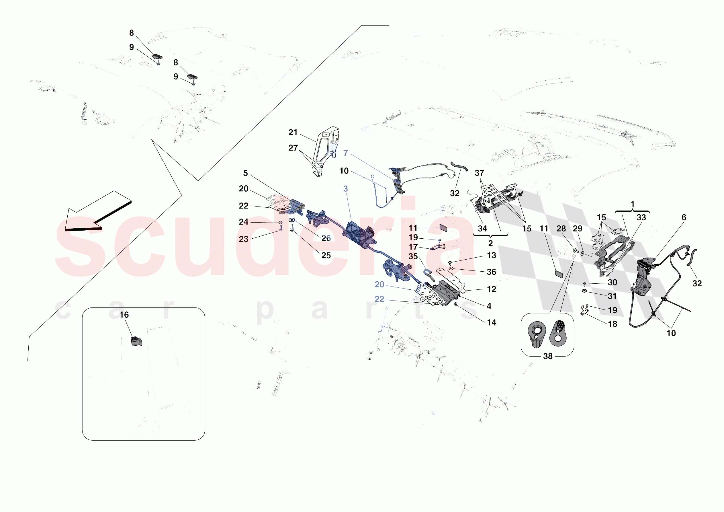 ROOF - KINEMATICS of Ferrari Ferrari 488 Pista Spider Europe RH