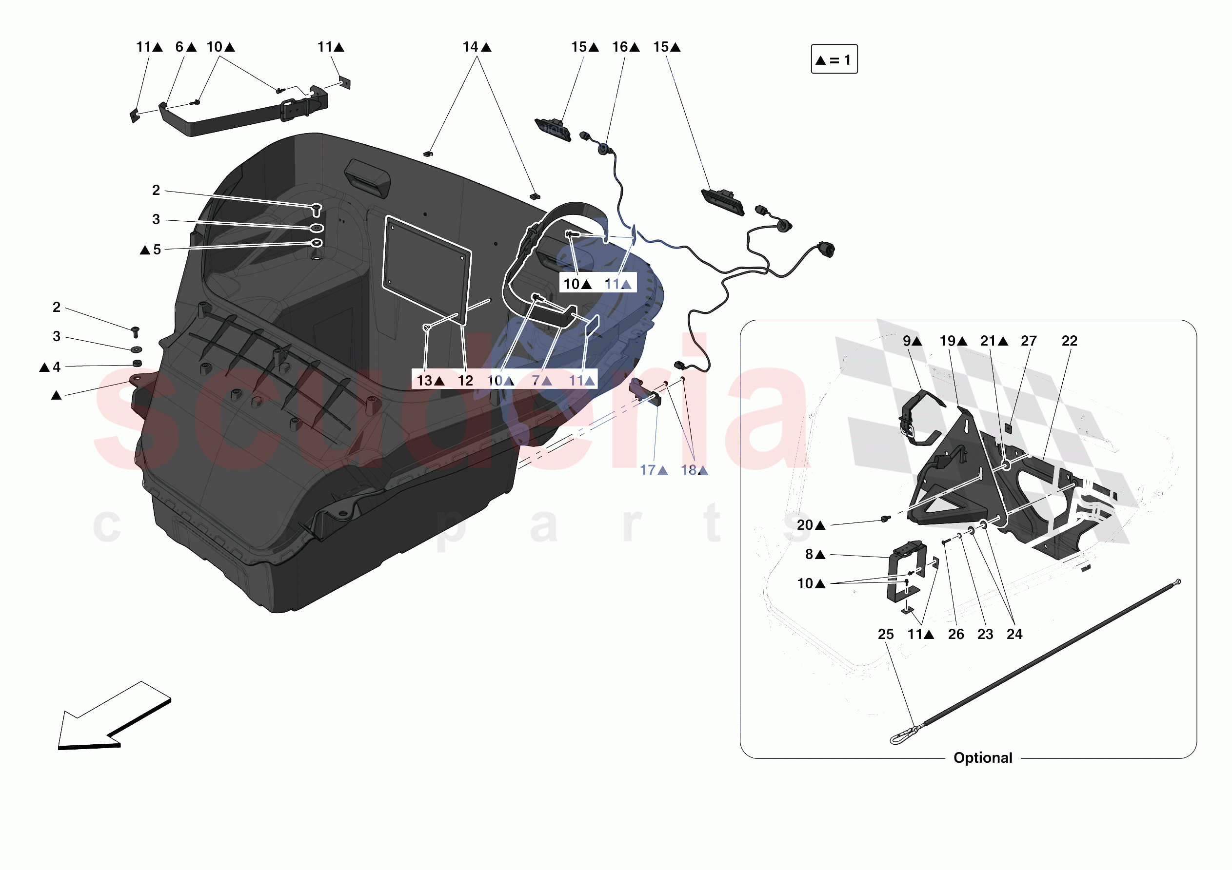 LUGGAGE COMPARTMENT MATS of Ferrari Ferrari 488 Pista Spider Europe RH