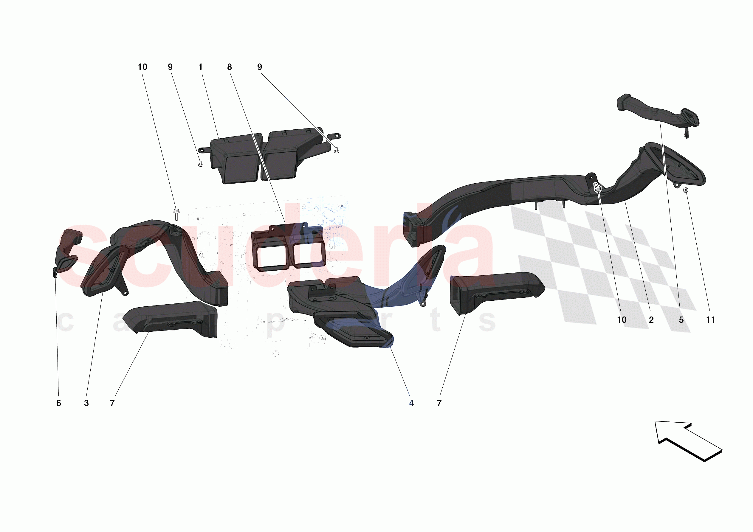 DASHBOARD - DUCTS -APPLICABLE FOR RHD- of Ferrari Ferrari 488 Pista Spider Europe RH